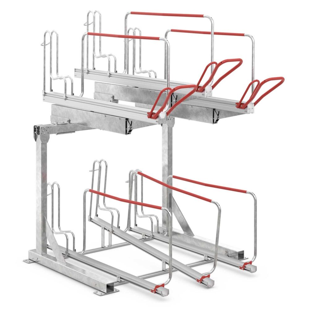 Doppelstockparker für Fahrräder bis 55 mm Reifenbreite, einseitig Doppelstockparker Produktbild Doppelstockparker für Fahrräder bis 55 mm Reifenbreite, einseitig