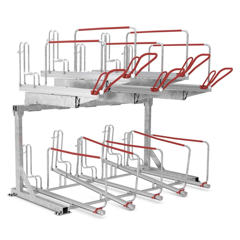 Doppelstockparker für Fahrräder bis 55 mm Reifenbreite, einseitig Doppelstockparker Produktbild Doppelstockparker für Fahrräder bis 55 mm Reifenbreite, einseitig