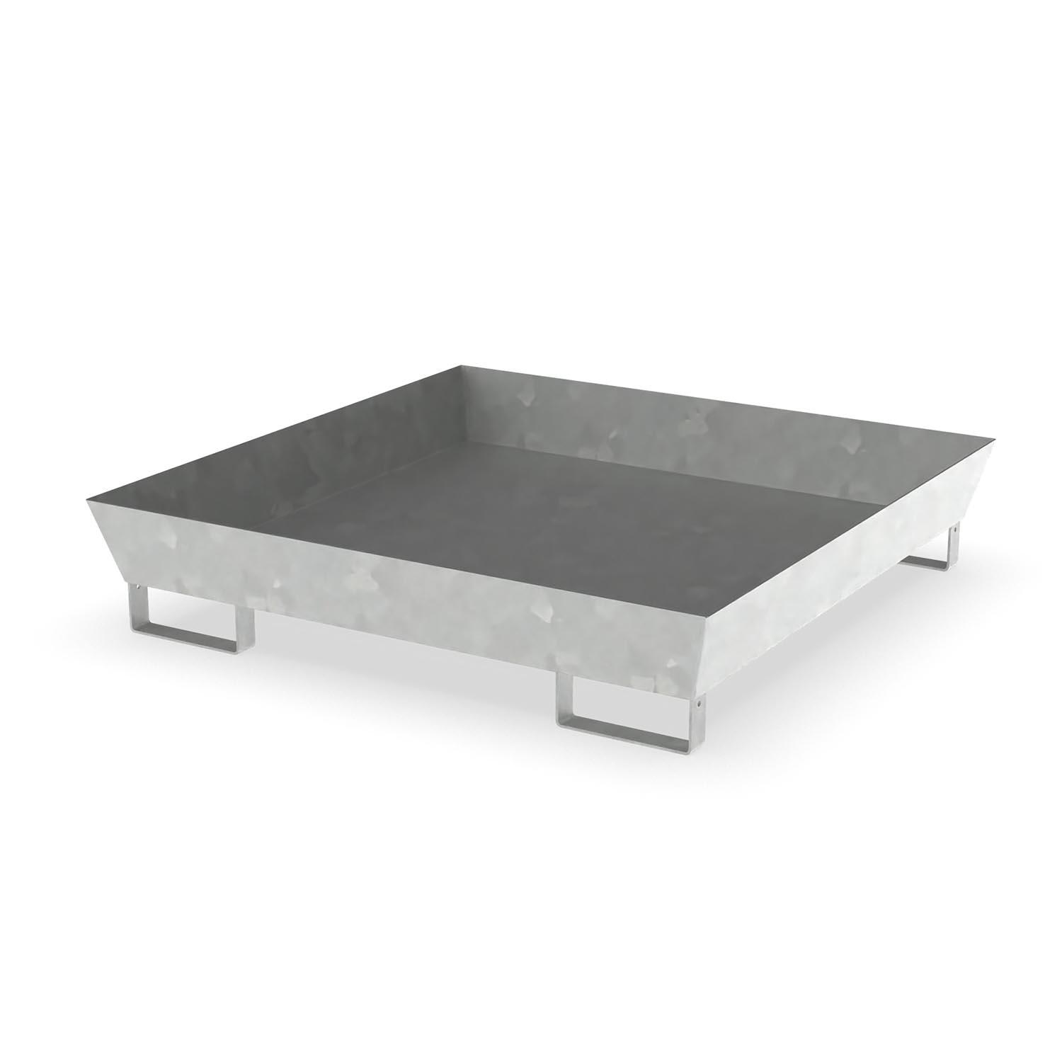 Auffangwanne aus Stahl, ohne Gitterrost, unterfahrbar, verzinkt, Auffangvolumen 208 l, 1300x1300x270mm Auffangwannen aus Stahl Produktbild Auffangwanne aus Stahl, ohne Gitterrost, unterfahrbar, verzinkt, Auffangvolumen 208 l