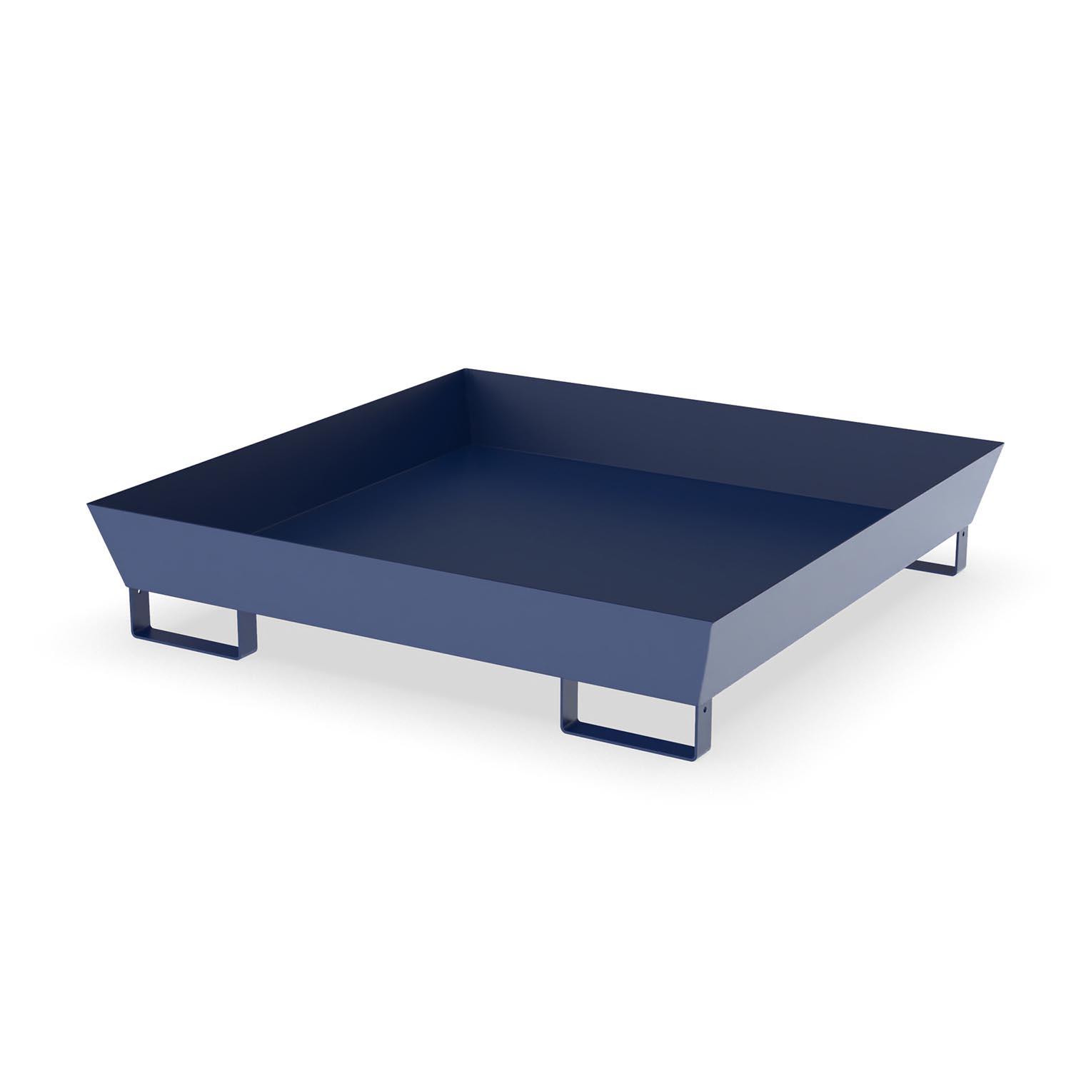 Auffangwanne aus Stahl, ohne Gitterrost, unterfahrbar, lackiert, Auffangvolumen 208 l, 1300x1300x270mm Auffangwannen aus Stahl Produktbild Auffangwanne aus Stahl, ohne Gitterrost, unterfahrbar, lackiert, Auffangvolumen 208 l