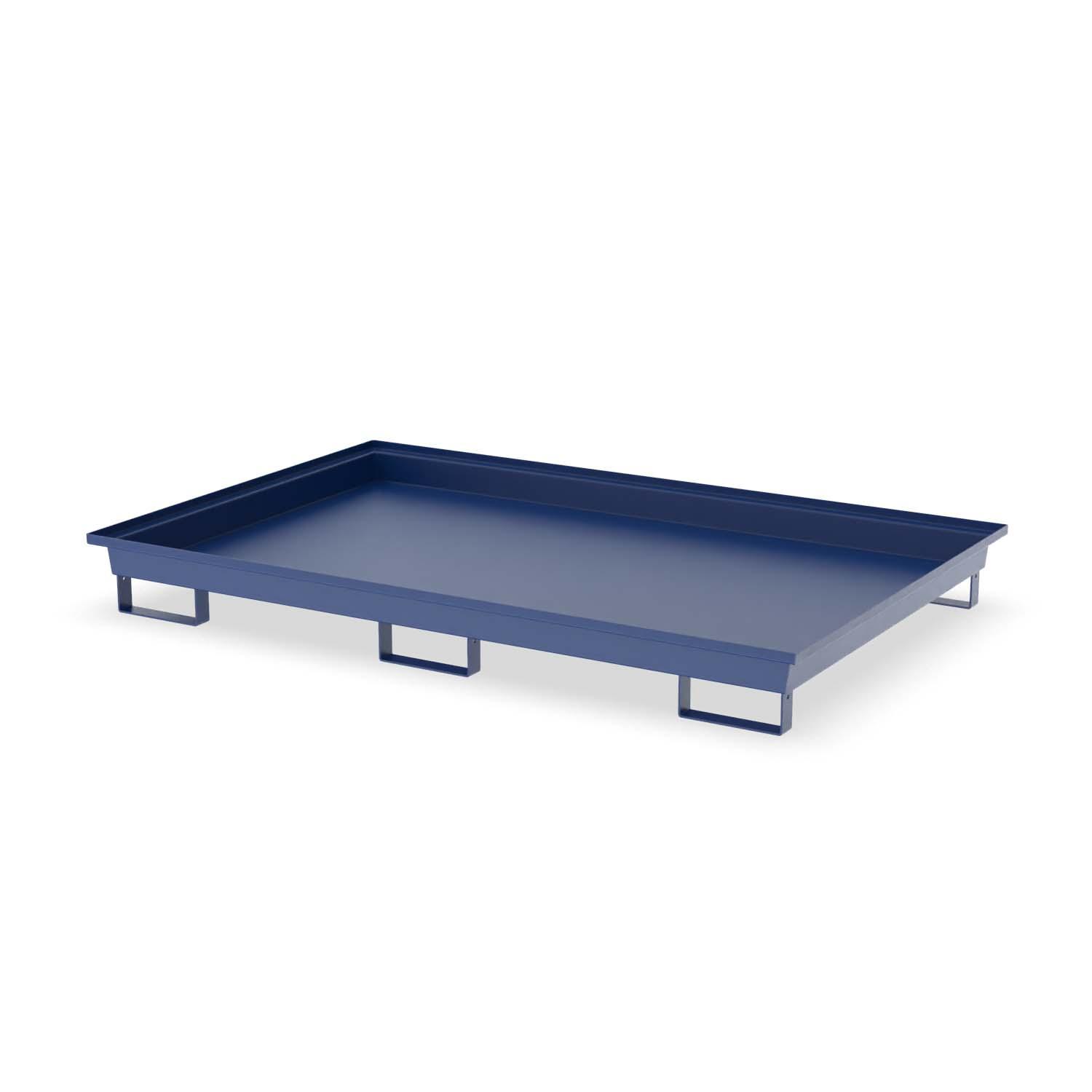 Auffangwanne aus Stahl für 6 x 200 l Fässer, ohne Gitterrost, unterfahrbar, lackiert, 2010x1300x220mm Auffangwannen aus Stahl Produktbild Auffangwanne aus Stahl für 6 x 200 l Fässer, ohne Gitterrost, unterfahrbar, lackiert