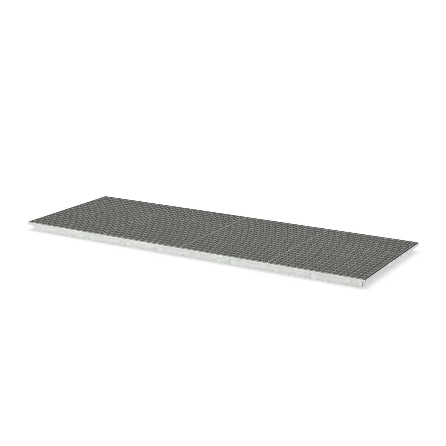 Paletten-Auffangwanne aus Stahl für 12 x 200 l Fässer, mit Gitterrost, verzinkt, 3680x1300x100mm Auffangwannen aus Stahl Produktbild Paletten-Auffangwanne aus Stahl für 12 x 200 l Fässer, ohne Gitterrost, verzinkt