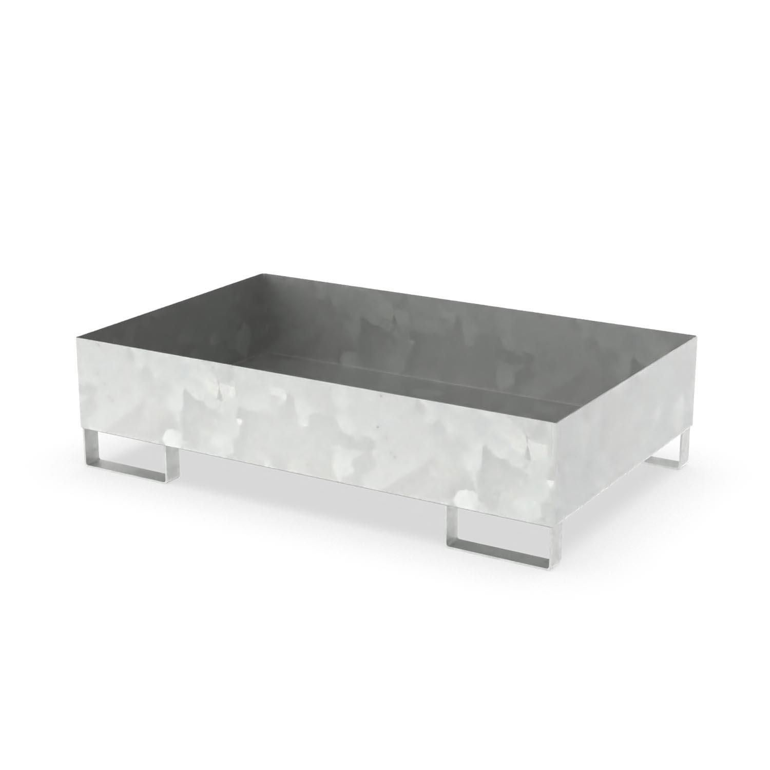 Auffangwanne aus Stahl für 2 x 200 l Fässer, ohne Gitterrost, unterfahrbar, 1300x800x335mm Auffangwannen aus Stahl Produktbild Auffangwanne aus Stahl für 2 x 200 l Fässer, ohne Gitterrost, unterfahrbar