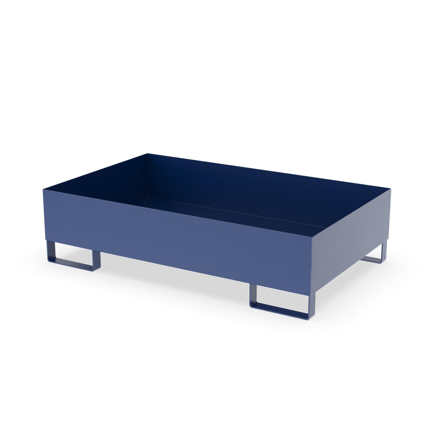 Auffangwanne aus Stahl für 2 x 200 l Fässer, ohne Gitterrost, unterfahrbar, 1300x800x335mm Auffangwannen aus Stahl Produktbild Auffangwanne aus Stahl für 2 x 200 l Fässer, ohne Gitterrost, unterfahrbar