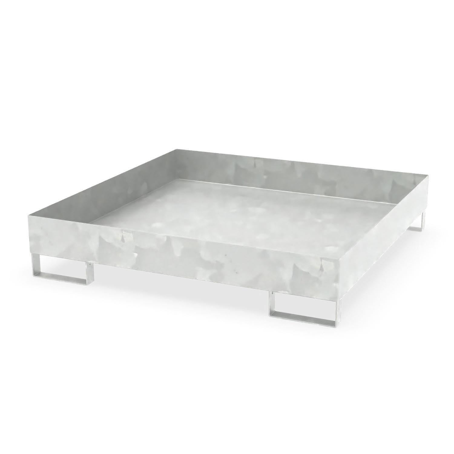 Auffangwanne aus Stahl für 4 x 200 l Fässer, ohne Gitterrost, unterfahrbar, 1300x1300x260mm Auffangwannen aus Stahl Produktbild Auffangwanne aus Stahl für 4 x 200 l Fässer, ohne Gitterrost