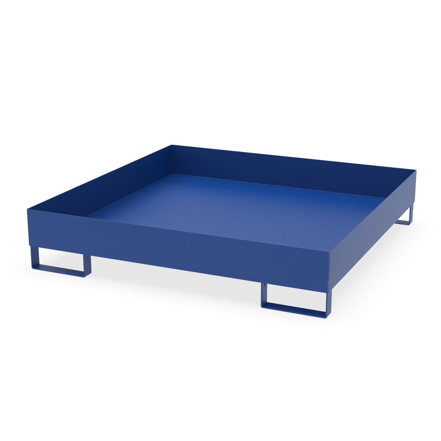 Auffangwanne aus Stahl für 4 x 200 l Fässer, ohne Gitterrost, unterfahrbar, 1300x1300x260mm Auffangwannen aus Stahl Produktbild Auffangwanne aus Stahl für 4 x 200 l Fässer, ohne Gitterrost