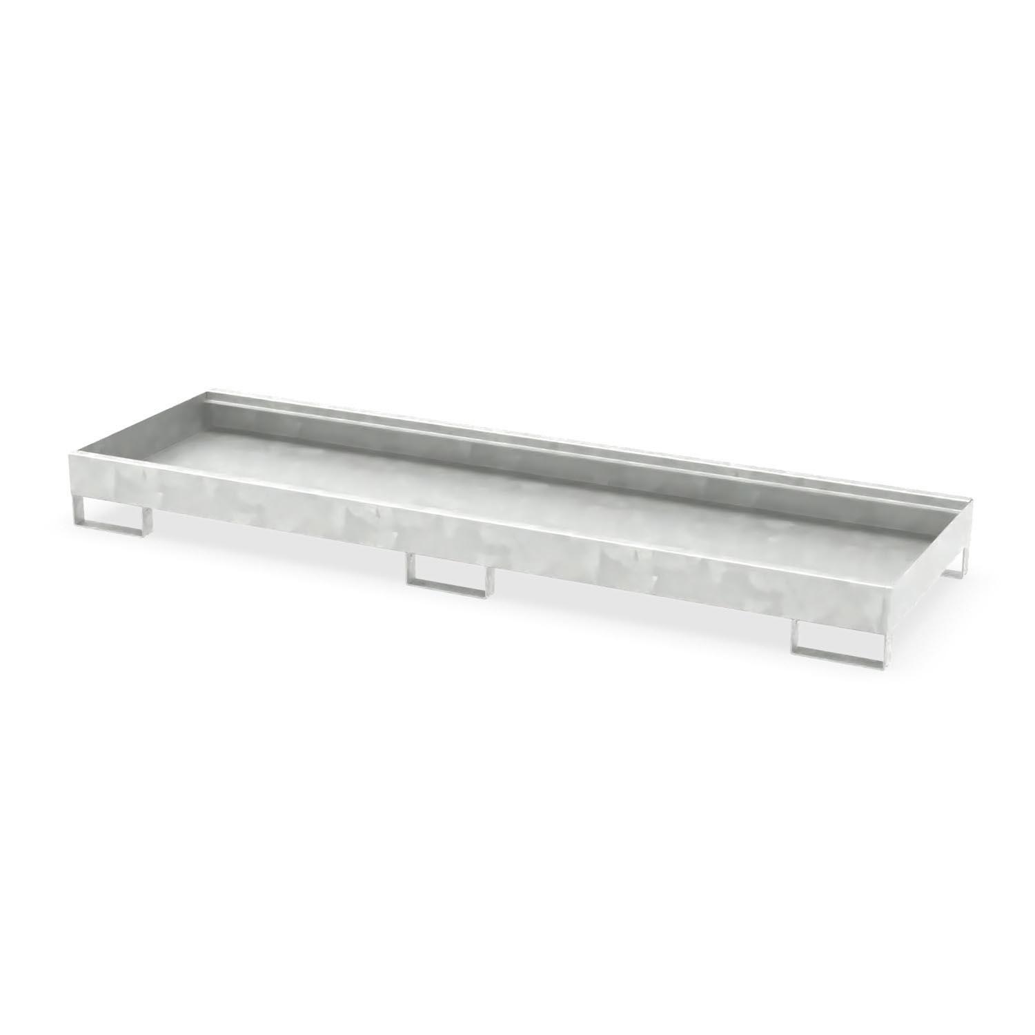 Auffangwanne aus Stahl für 4 x 200 l Fässer, lang, ohne Gitterrost, unterfahrbar, 2590x800x235mm Auffangwannen aus Stahl Produktbild Auffangwanne aus Stahl für 4 x 200 l Fässer, lang, ohne Gitterrost