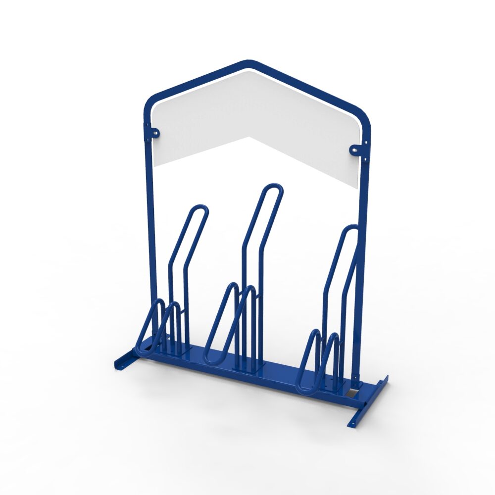 P 590 FL – Fahrrad-Parker mit Werbefläche aus Flacheisen Fahrradparker mit Werbefläche Produktbild P 590 FL – Fahrrad-Parker mit Werbefläche aus Flacheisen