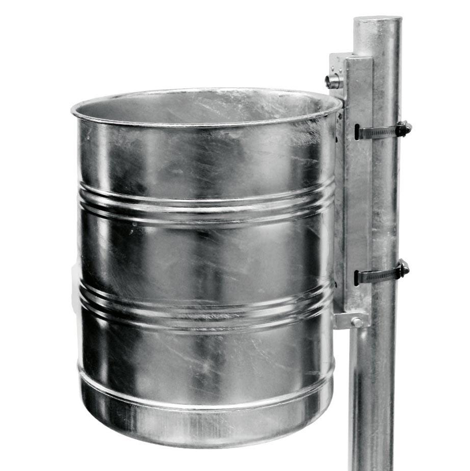 Abfallbehälter aus Stahl, ungelocht, Volumen 20 l, zur Wand- oder Pfostenbefestigung Abfallbehälter Produktbild Abfallbehälter aus Stahl, ungelocht, Volumen 20 l, zur Wand- oder Pfostenbefestigung