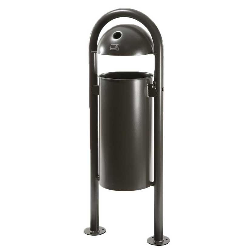 Stand-Abfallbehälter aus Stahl, ungelocht, Volumen 40 l, mit Springdeckel, zum Aufschrauben, mit Ascher Abfallbehälter Produktbild Stand-Abfallbehälter aus Stahl, ungelocht, Volumen 40 l, mit Springdeckel, zum Aufschrauben, mit Ascher