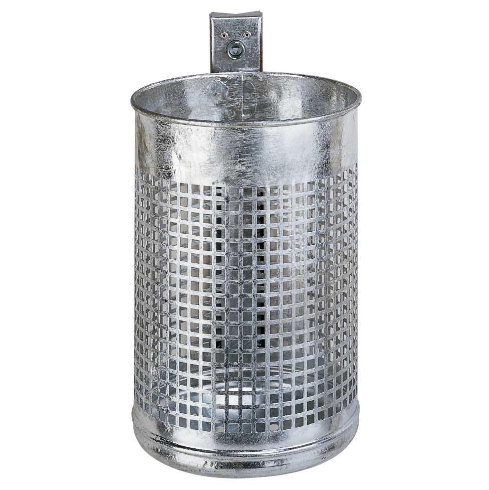 Abfallbehälter aus Stahl, Volumen 50 l, zur Wand- oder Pfostenbefestigung, offen Abfallbehälter Produktbild Abfallbehälter aus Stahl, Volumen 50 l, zur Wand- oder Pfostenbefestigung, offen