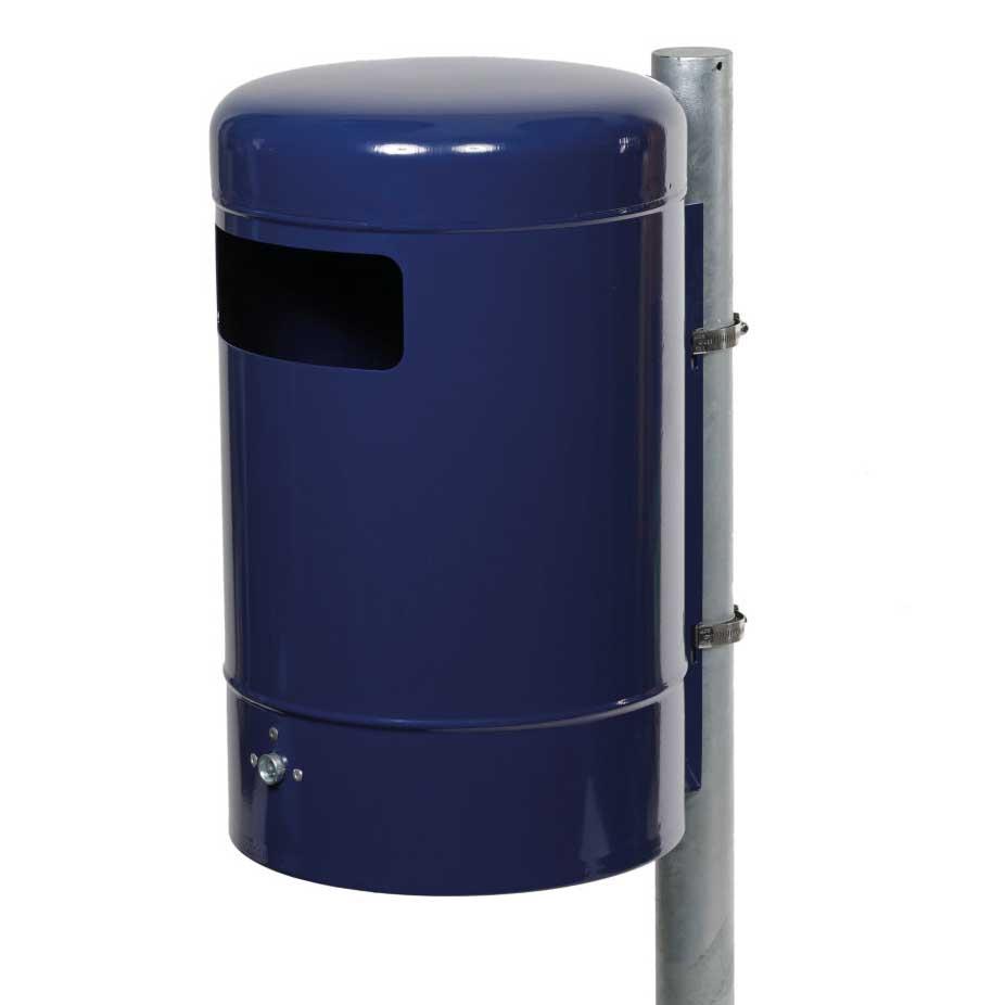 Abfallbehälter aus Stahl, Volumen 50 l, mit Bodenentleerung, zur Wand- oder Pfostenbefestigung Abfallbehälter Produktbild Abfallbehälter aus Stahl, Volumen 50 l, mit Bodenentleerung, zur Wand- oder Pfostenbefestigung