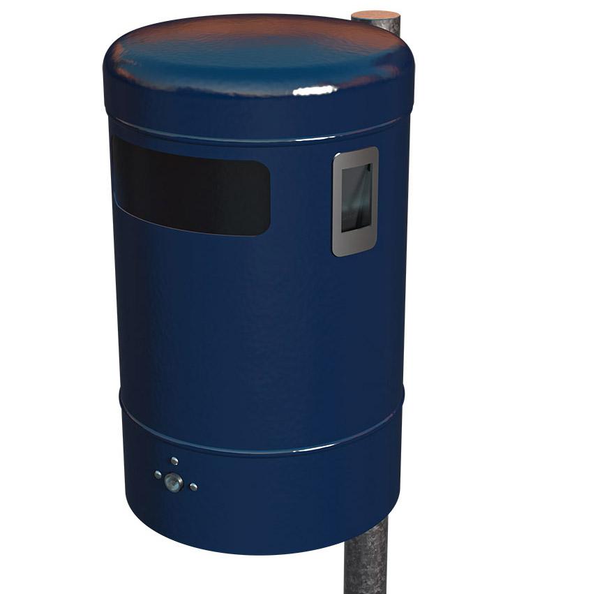 Abfallbehälter aus Stahl, Volumen 50 l, mit Bodenentleerung, zur Wand- oder Pfostenbefestigung, mit Ascher Abfallbehälter Produktbild Abfallbehälter aus Stahl, Volumen 50 l, mit Bodenentleerung, zur Wand- oder Pfostenbefestigung, mit Ascher