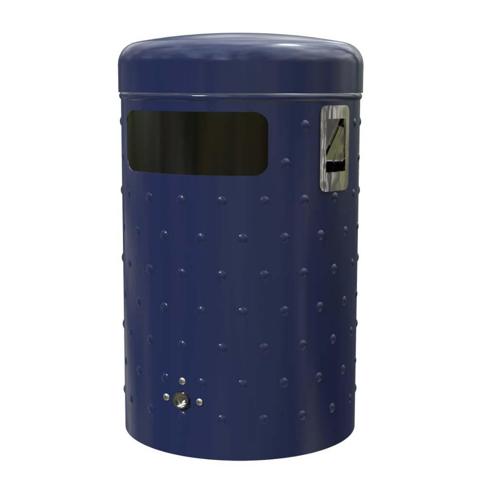 Abfallbehälter aus Stahl, Volumen 50 l, mit Bodenentleerung, zur Wand- oder Pfostenbefestigung, Noppenblech-Design, Ascher Abfallbehälter Produktbild Abfallbehälter aus Stahl, Volumen 50 l, mit Bodenentleerung, zur Wand- oder Pfostenbefestigung, Noppenblech-Design, Ascher