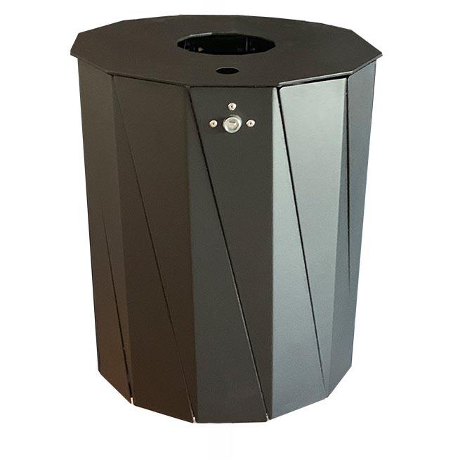 Design-Abfallbehälter aus Stahl, Volumen 50 l, mit stabiler Deckelscheibe, inkl. Ascher, zur Wand- oder Pfostenbefestigung Abfallbehälter Produktbild Design-Abfallbehälter aus Stahl, Volumen 50 l, mit stabiler Deckelscheibe, inkl. Ascher, zur Wand- oder Pfostenbefestigung