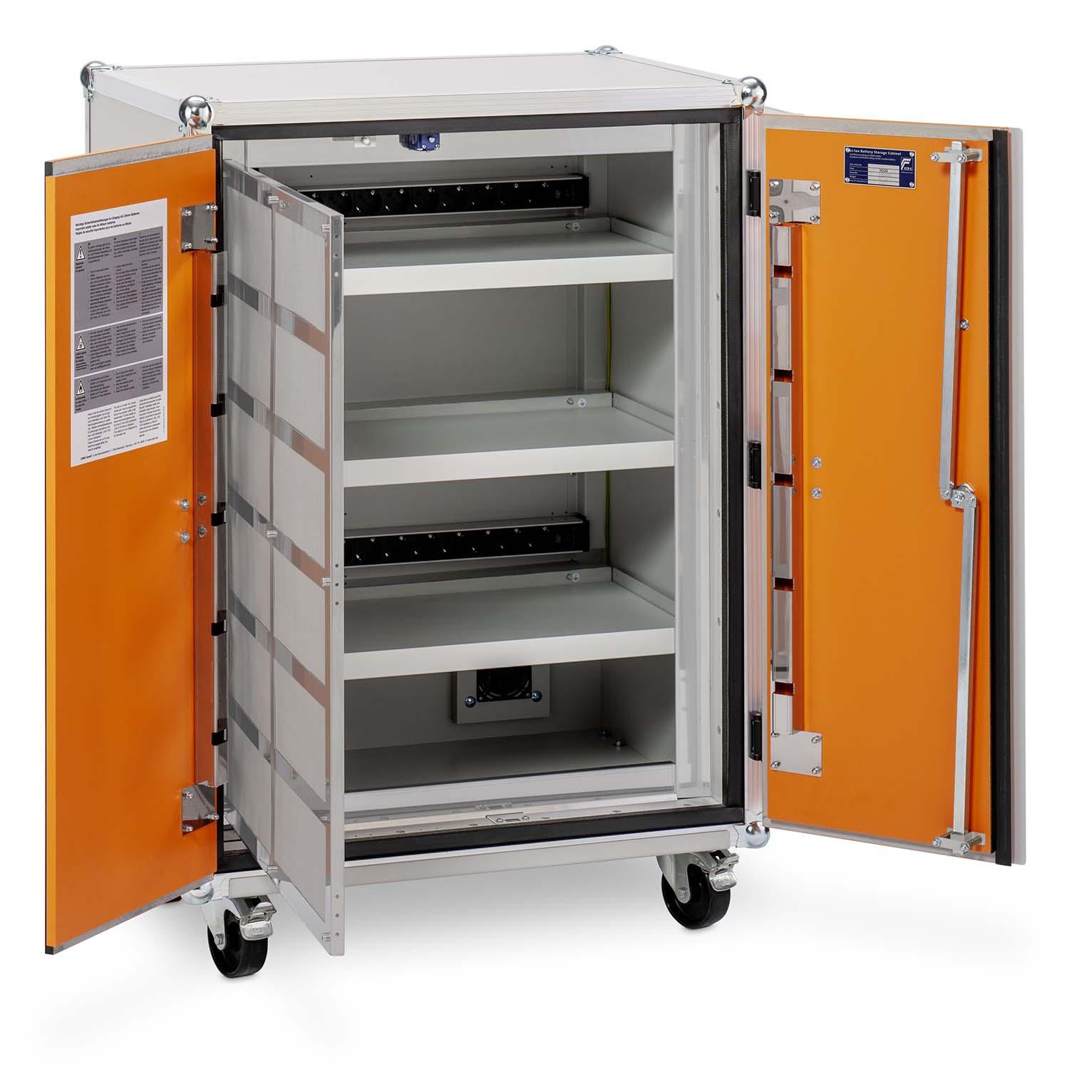 Lithium-Ionen-Akku-Ladeschrank premiumPLUS 8/10, Rauchmelder, mit Rollen, lockEX 2.0, VDMA-zertifiziert, BMA und Fernalarm Lithium-Ionen-Akku-Schränke zum Laden Produktbild Lithium-Ionen-Akku-Ladeschrank premiumPLUS 810, Rauchmelder, mit Rollen, lockEX 2.0, VDMA-zertifiziert, BMA und Fernalarm