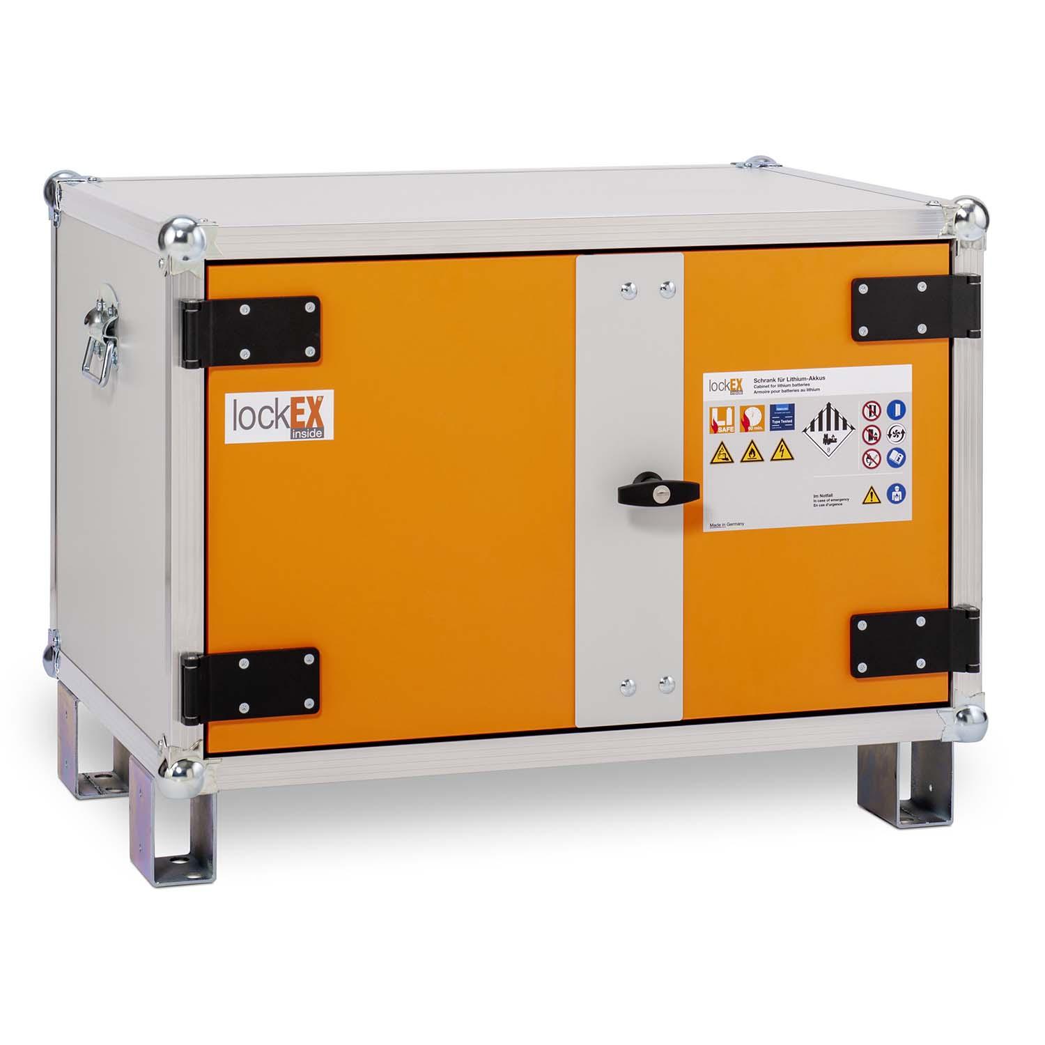 Lithium-Ionen-Akku-Lagerschrank, B 810 mm, Rauchmelder, mit Füßen, lockEX 2.0, VDMA-geprüft Lithium-Ionen-Akku-Schränke zur Lagerung Produktbild Lithium-Ionen-Akku-Lagerschrank, B 810 mm, Rauchmelder, mit Füßen, lockEX 2.0, VDMA-geprüft