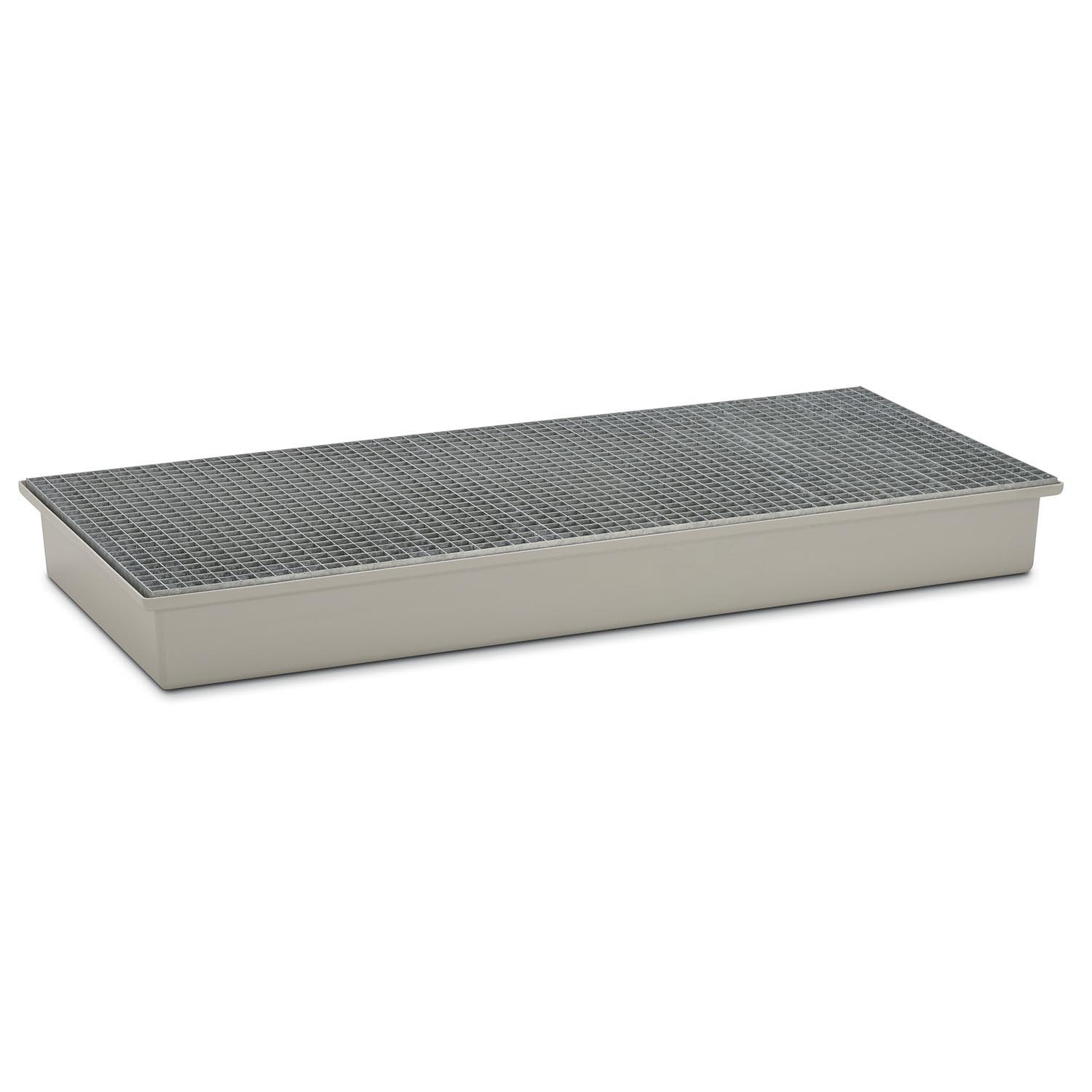 Auffangwanne aus GFK/RC für 3 x 200 l Fässer, Volumen 220 l, mit Gitterrost, ohne Füße, ohne Zulassung Auffangwannen aus GFK Produktbild Auffangwanne aus GFK/RC für 3 x 200 l Fässer, Volumen 220 l, mit Gitterrost, ohne Füße, ohne Zulassung