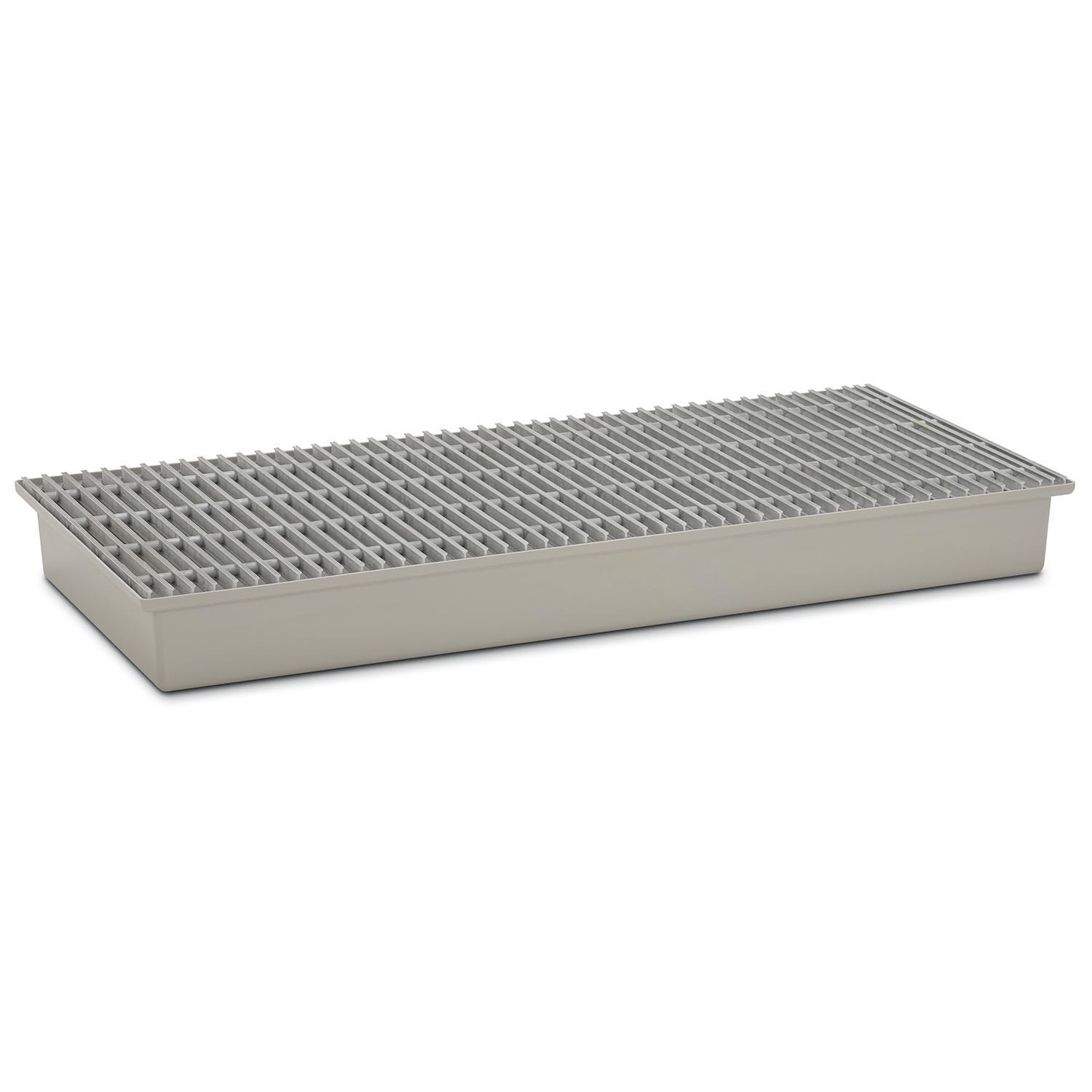 Auffangwanne aus GFK/RC für 3 x 200 l Fässer, Volumen 220 l, mit GFK-Gitterrost, ohne Füße, ohne Zulassung Auffangwannen aus GFK Produktbild Auffangwanne aus GFK/RC für 3 x 200 l Fässer, Volumen 220 l, mit GFK-Gitterrost, ohne Füße, ohne Zulassung