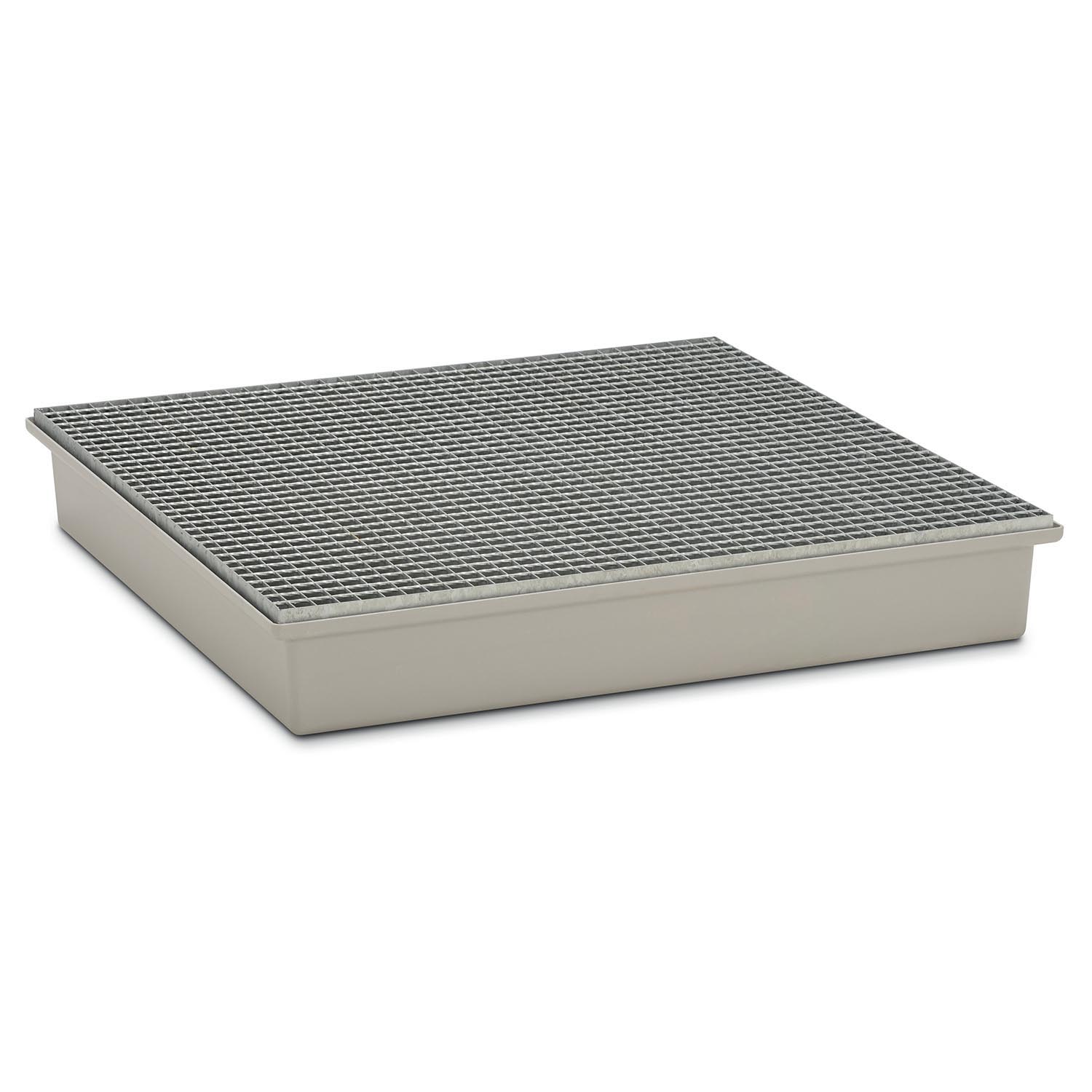 Auffangwanne aus GFK/RC für 4 x 200 l Fässer, Volumen 220 l, mit Gitterrost, ohne Füße, ohne Zulassung Auffangwannen aus GFK Produktbild Auffangwanne aus GFK/RC für 4 x 200 l Fässer, Volumen 220 l, mit Gitterrost, ohne Füße, ohne Zulassung