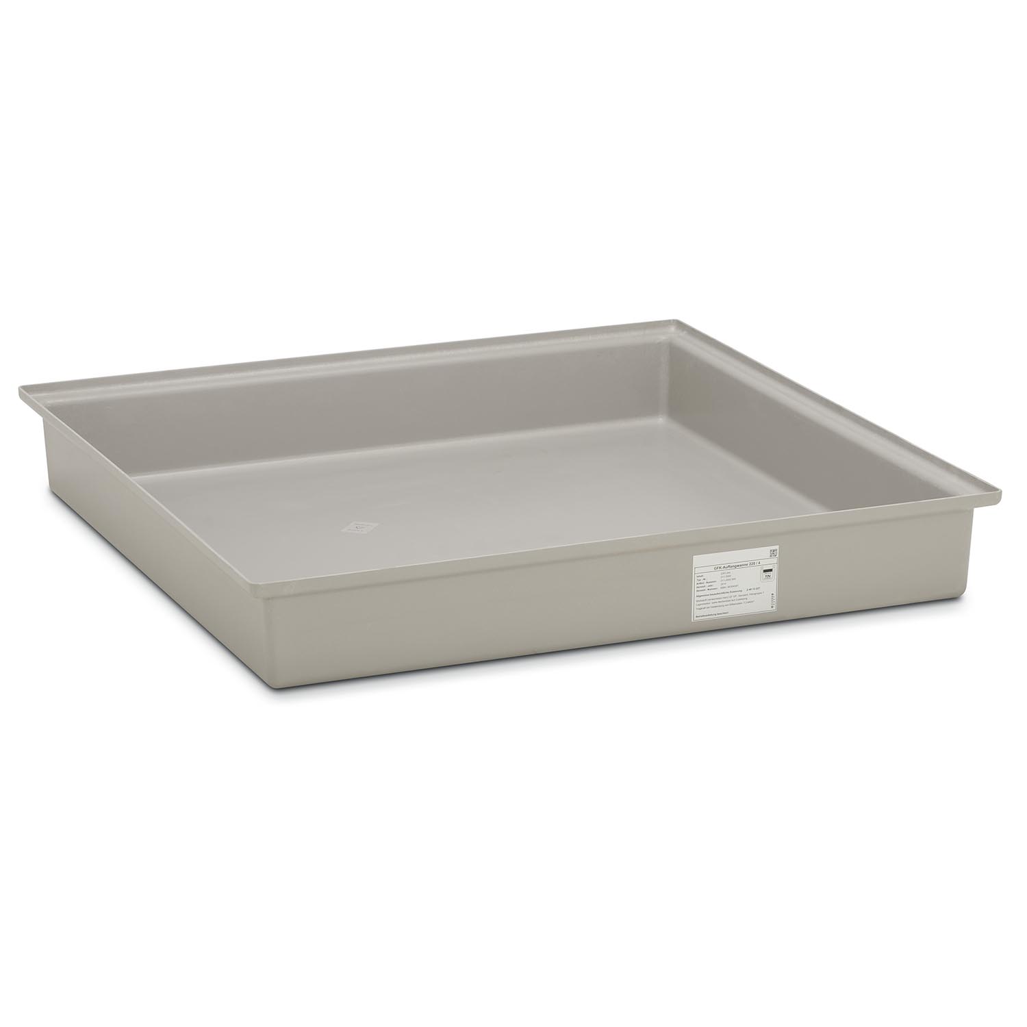 Auffangwanne aus GFK für 4 x 200 l Fässer, Volumen 220 l, ohne Stellebene, ohne Füße, mit Zulassung Auffangwannen aus GFK Produktbild Auffangwanne aus GFK für 4 x 200 l Fässer, Volumen 220 l, ohne Stellebene, ohne Füße, mit Zulassung