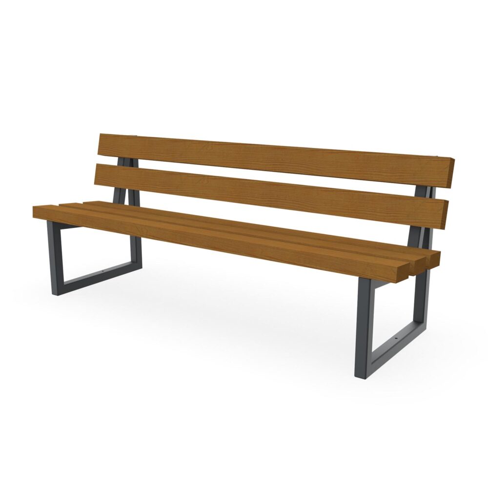Parkbank mit duplexbeschichtetem Gestell aus Stahl, Sitzfläche und Rückenlehne aus Holz Parkbank Produktbild Parkbank mit duplexbeschichtetem Gestell aus Stahl, Sitzfläche und Rückenlehne aus Holz