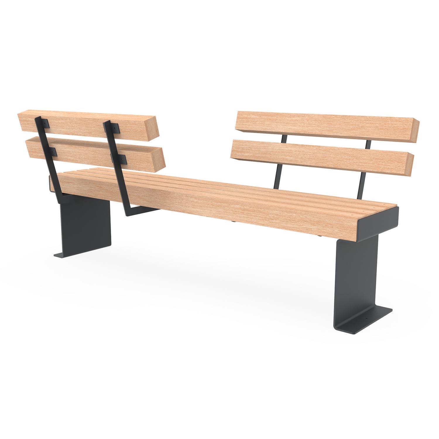 CUBE Parkbank mit Doppel-Rückenlehne, Gestell aus duplexbeschichtetem Stahl Parkbänke aus Stahl und Holz Produktbild CUBE Parkbank mit Doppel-Rückenlehne, Gestell aus duplexbeschichtetem Stahl