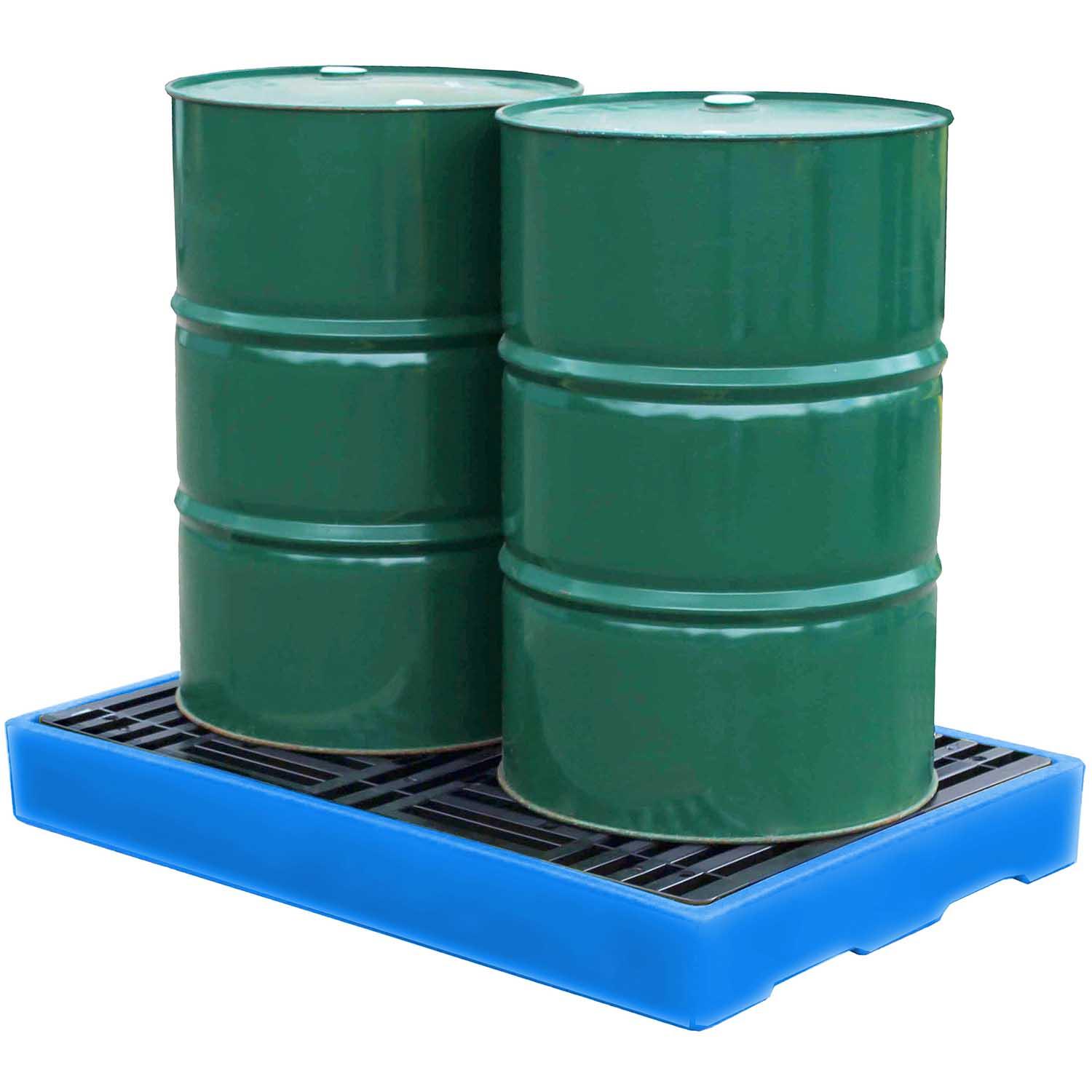 Flächenschutzelement aus Polyethylen (PE) für 2 Fässer, Auffangvolumen 150 l, mit PE-Rost Flächenschutzelemente aus Kunststoff Produktbild Flächenschutzelement aus Polyethylen (PE) für 2 Fässer, Auffangvolumen 150 l, mit PE-Rost
