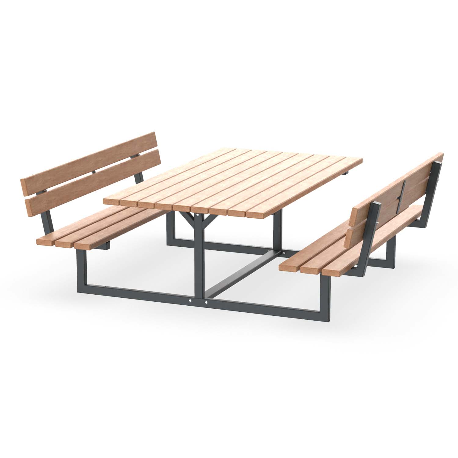 Bank-Tisch-Kombination BenchPlaza, Vierkantrohr, Sitzfläche und Rückenlehne aus Holz, verzinkt und farbbeschichtet, 8-Sitzer Bank-Tisch-Kombination BenchPlaza Produktbild Bank-Tisch-Kombination BenchPlaza, Vierkantrohr, Sitzfläche und Rückenlehne aus Holz, verzinkt und farbbeschichtet, 8-Sitzer