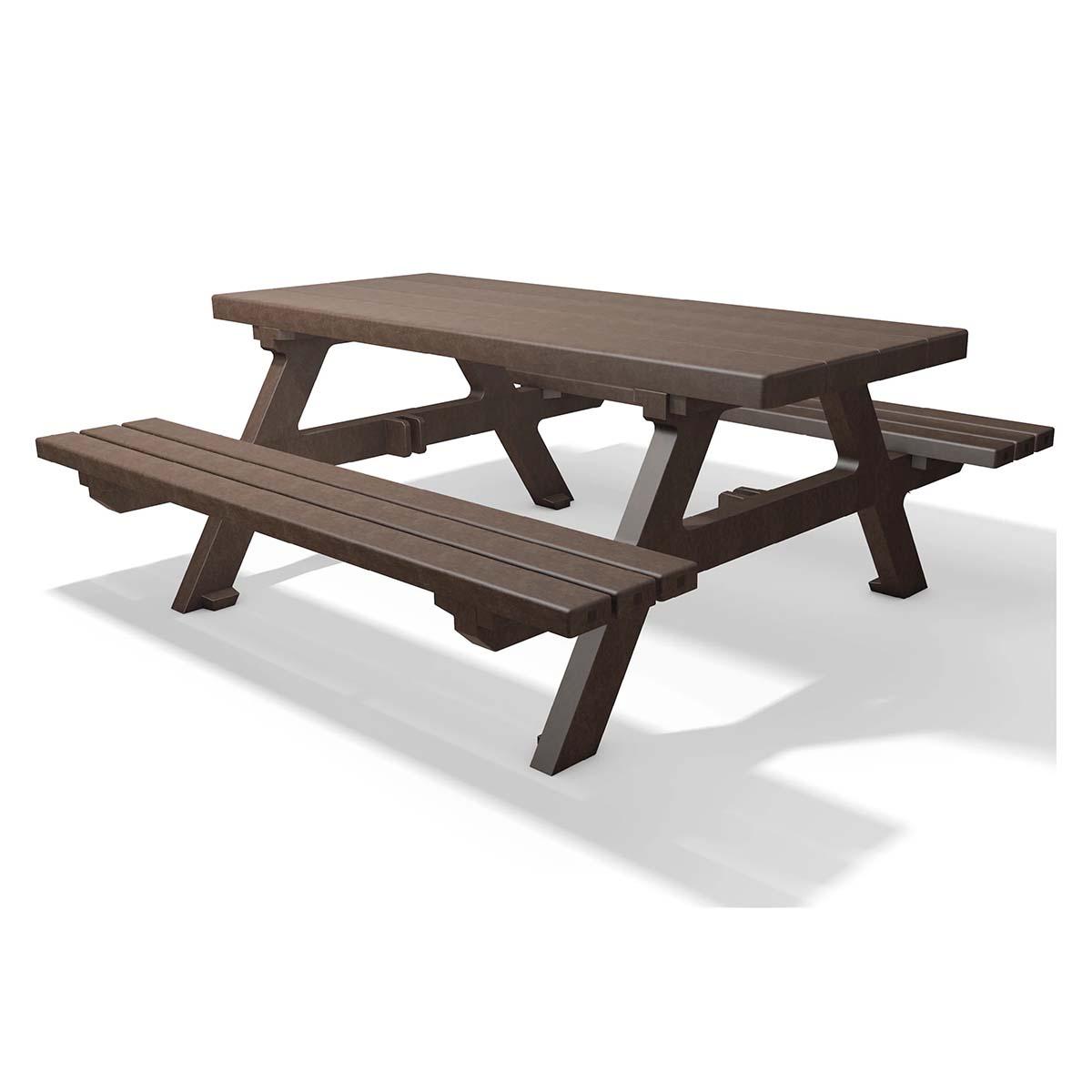 Bank-Tisch-Kombination ISOLA aus Recycling-Kunststoff, 8-Sitzer, braun Bank-Tisch-Kombinationen Produktbild Bank-Tisch-Kombination ISOLA aus Recycling-Kunststoff, 8-Sitzer, braun