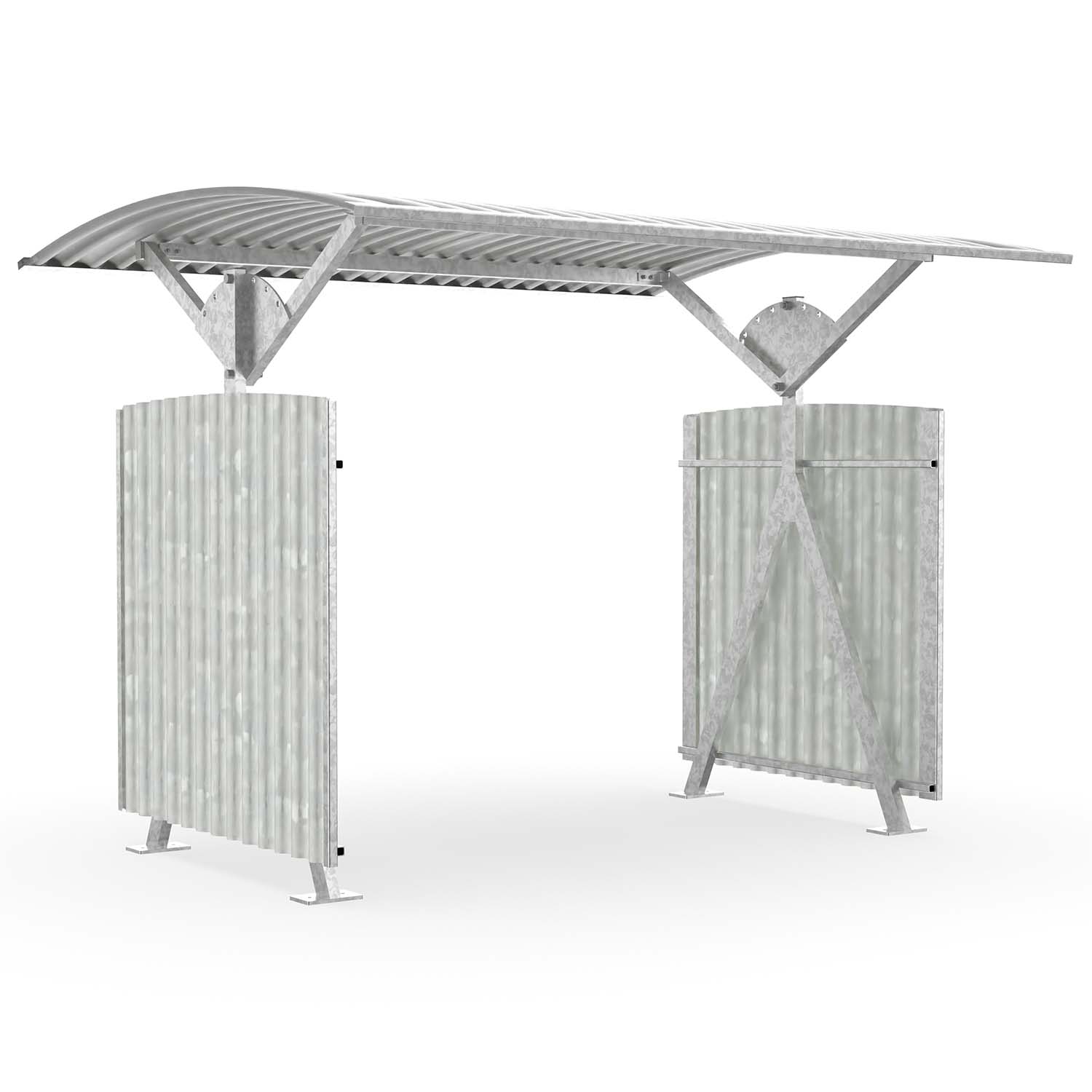 Schwenküberdachung D 560 aus Stahl, verzinkt, Dacheinkleidung aus Wellblech, zum Aufdübeln, B 2.500mm, mit Seitenwänden Fahrradüberdachungen Produktbild Schwenküberdachung D 560 aus Stahl, verzinkt, Dacheinkleidung aus Wellblech, zum Aufdübeln, B 2.500mm, mit Seitenwänden