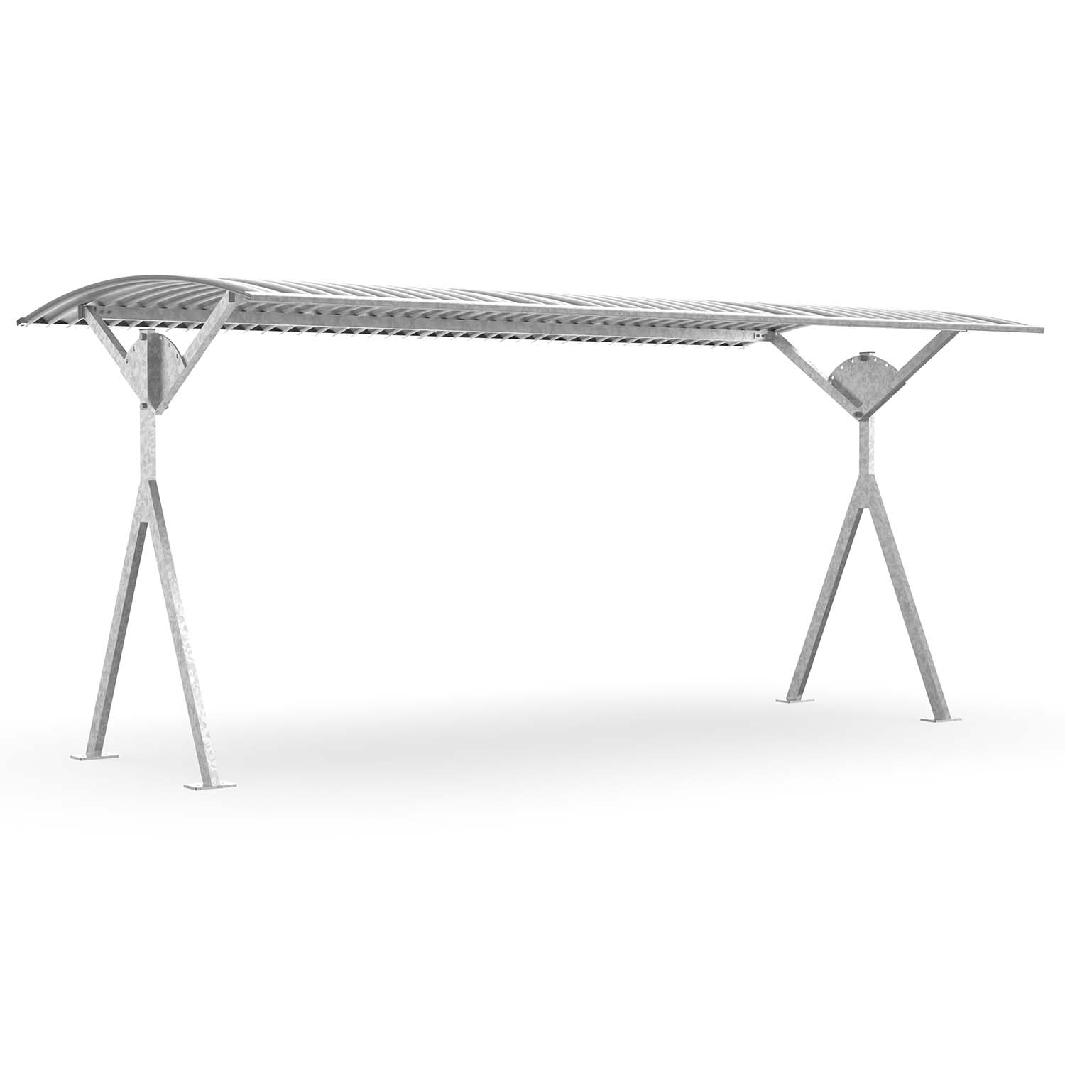 Schwenküberdachung D 560 aus Stahl, verzinkt, Dacheinkleidung aus Wellblech, zum Aufdübeln, B 4.500mm Fahrradüberdachungen Produktbild Schwenküberdachung D 560 aus Stahl, verzinkt, Dacheinkleidung aus Wellblech, zum Aufdübeln, B 4.500mm