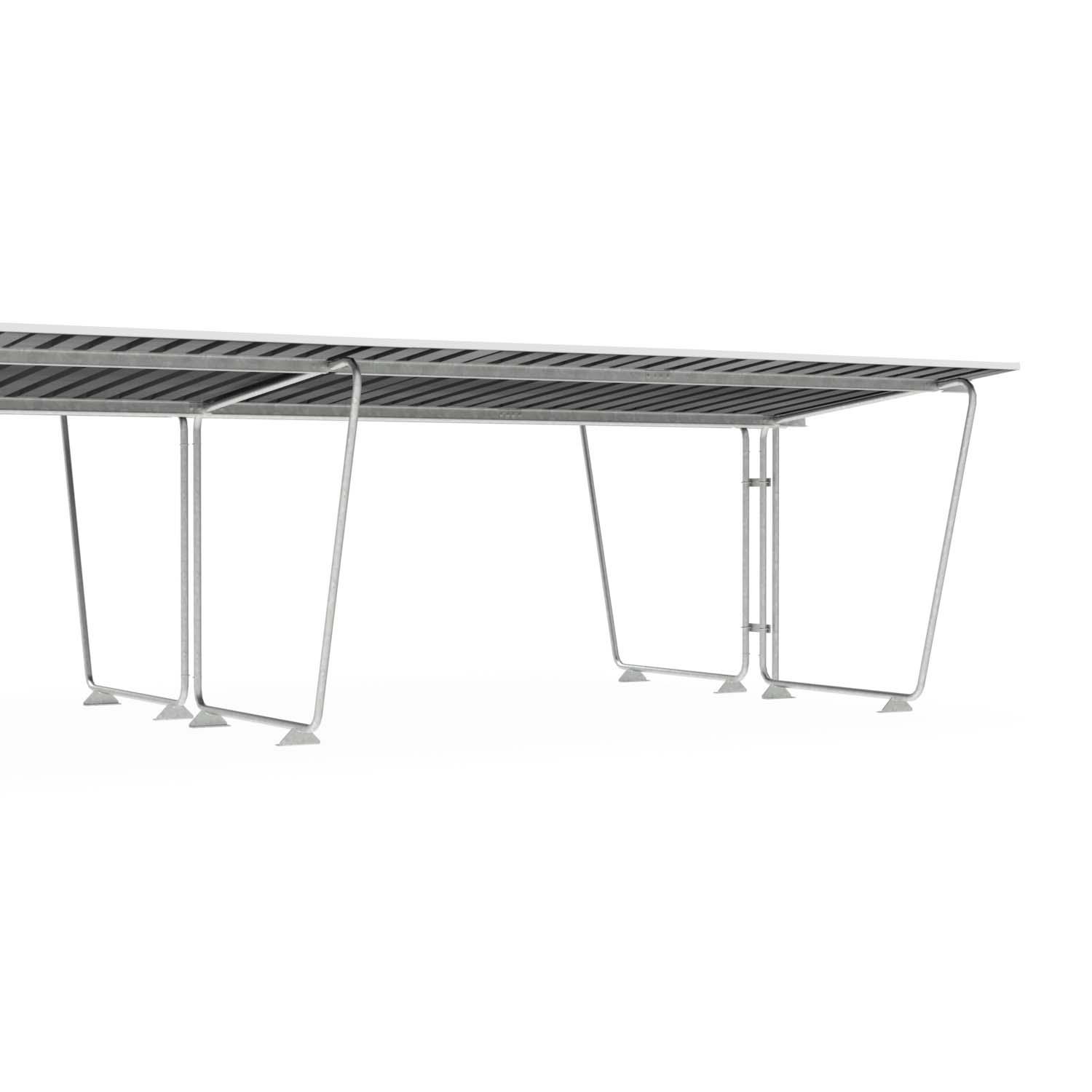 Fahrradüberdachung D 570 aus Stahl, verzinkt, Dacheinkleidung aus Trapezblech, verzinkt und farbbeschichtet, zum Aufdübeln, Anbaueinheit Fahrradüberdachung D 570, doppelseitig Produktbild Fahrradüberdachung D 570 aus Stahl, verzinkt, Dacheinkleidung aus Trapezblech, verzinkt und farbbeschichtet, zum Aufdübeln, Anbaueinheit