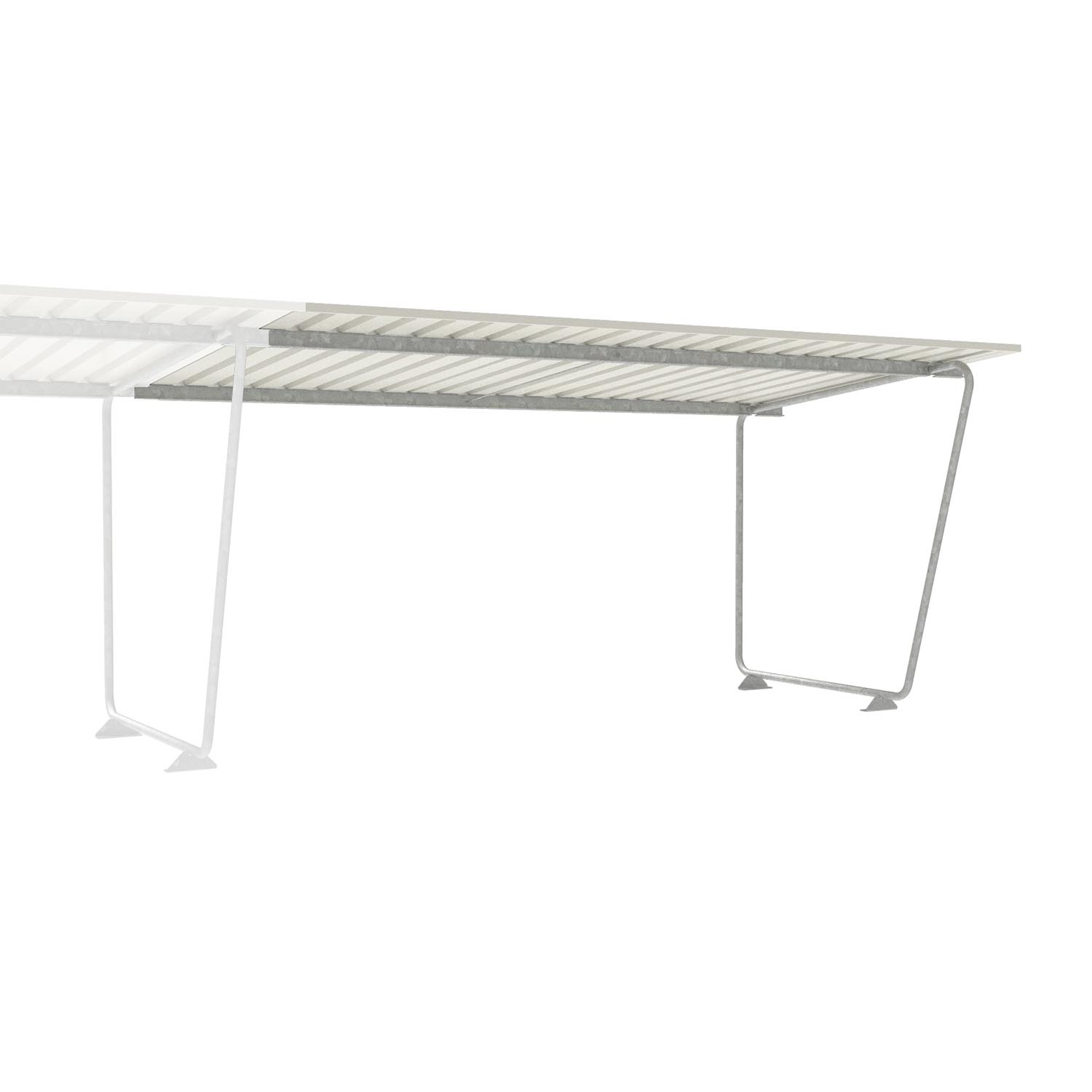 Fahrradüberdachung D 571 aus Stahl, verzinkt, Dacheinkleidung aus Trapezblech, verzinkt und farbbeschichtet, zum Aufdübeln, B 5.010mm, Anbaueinheit Fahrradüberdachung D 571, einseitig Produktbild Fahrradüberdachung D 571 aus Stahl, verzinkt, Dacheinkleidung aus Trapezblech, verzinkt und farbbeschichtet, zum Aufdübeln, B 5.010mm, Anbaueinheit