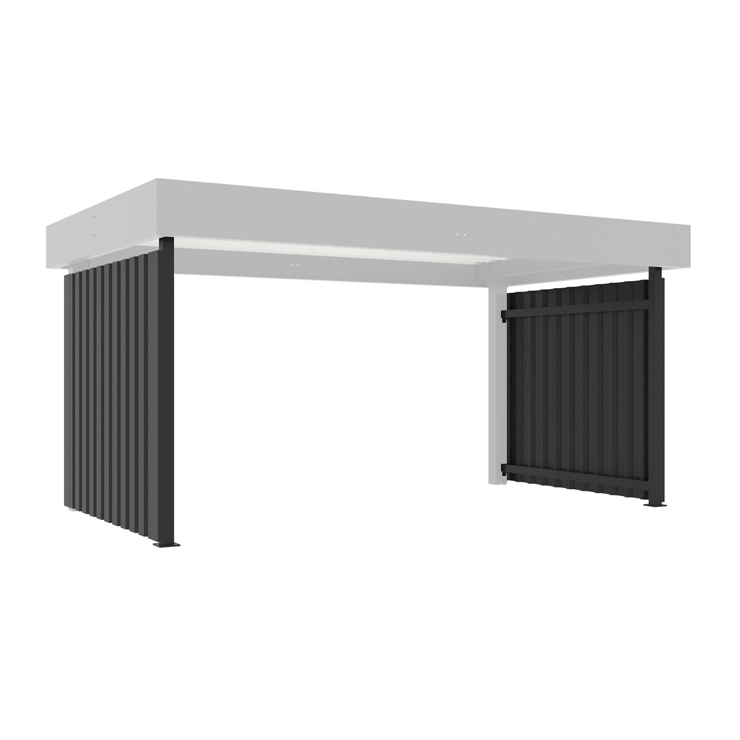 Seitenwand für Fahrradüberdachung D 579, aus Trapezblech, verzinkt und farbbeschichtet, linke Seite Fahrradüberdachung D 579, einseitig Produktbild Seitenwand für Fahrradüberdachung D 579, aus Trapezblech, verzinkt und farbbeschichtet, rechte Seite