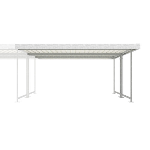 Fahrradüberdachung D 581, Konstruktion und Blenden verzinkt, Trapezbleche farbbeschichtet, doppelseitig, Breite: 4750 mm, Anbaueinheit D 581 Fahrradüberdachung, doppelseitig Produktbild D 581 Fahrradüberdachung, Anbaueinheit