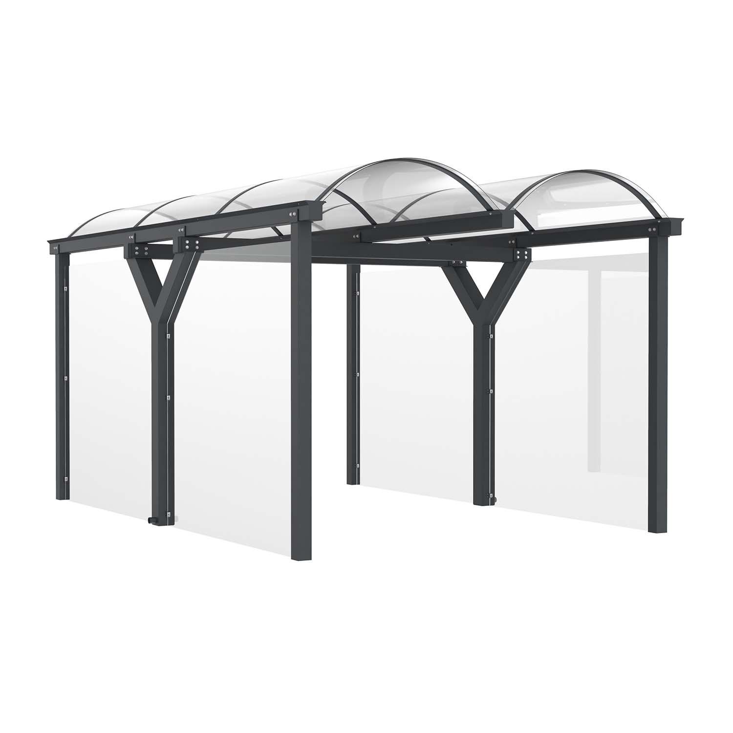 D 590 Wartehalle und Fahrradüberdachung, Grundeinheit, doppelseitig, Breite 3000 mm Wartehallen Produktbild D 590 Wartehalle und Fahrradüberdachung, Grundeinheit, doppelseitig, Breite 3000 mm