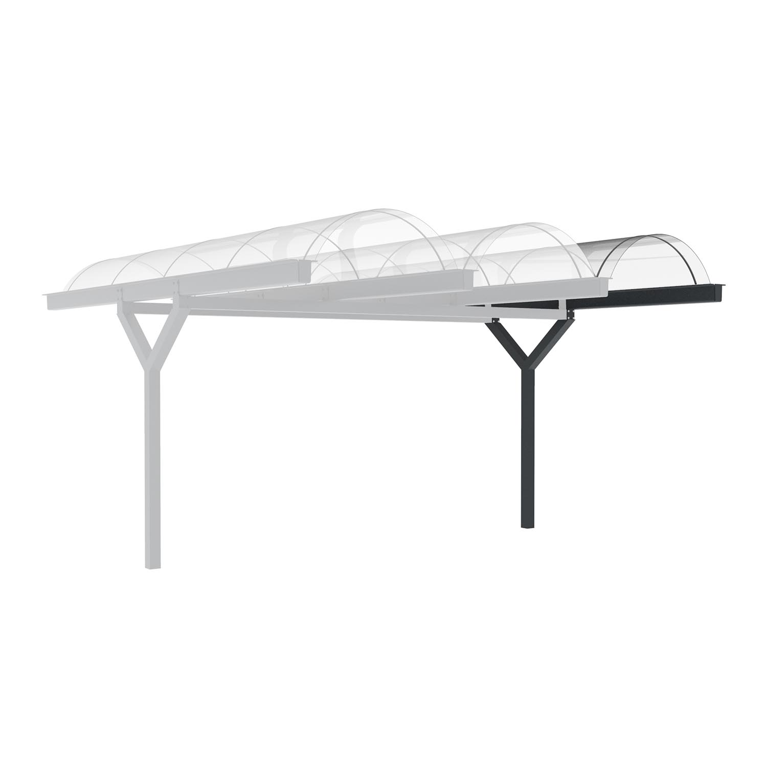 D 590 Wartehalle und Fahrradüberdachung, Anbaueinheit D 590 Wartehalle, doppelseitig Produktbild D 590 Wartehalle und Fahrradüberdachung, Anbaueinheit