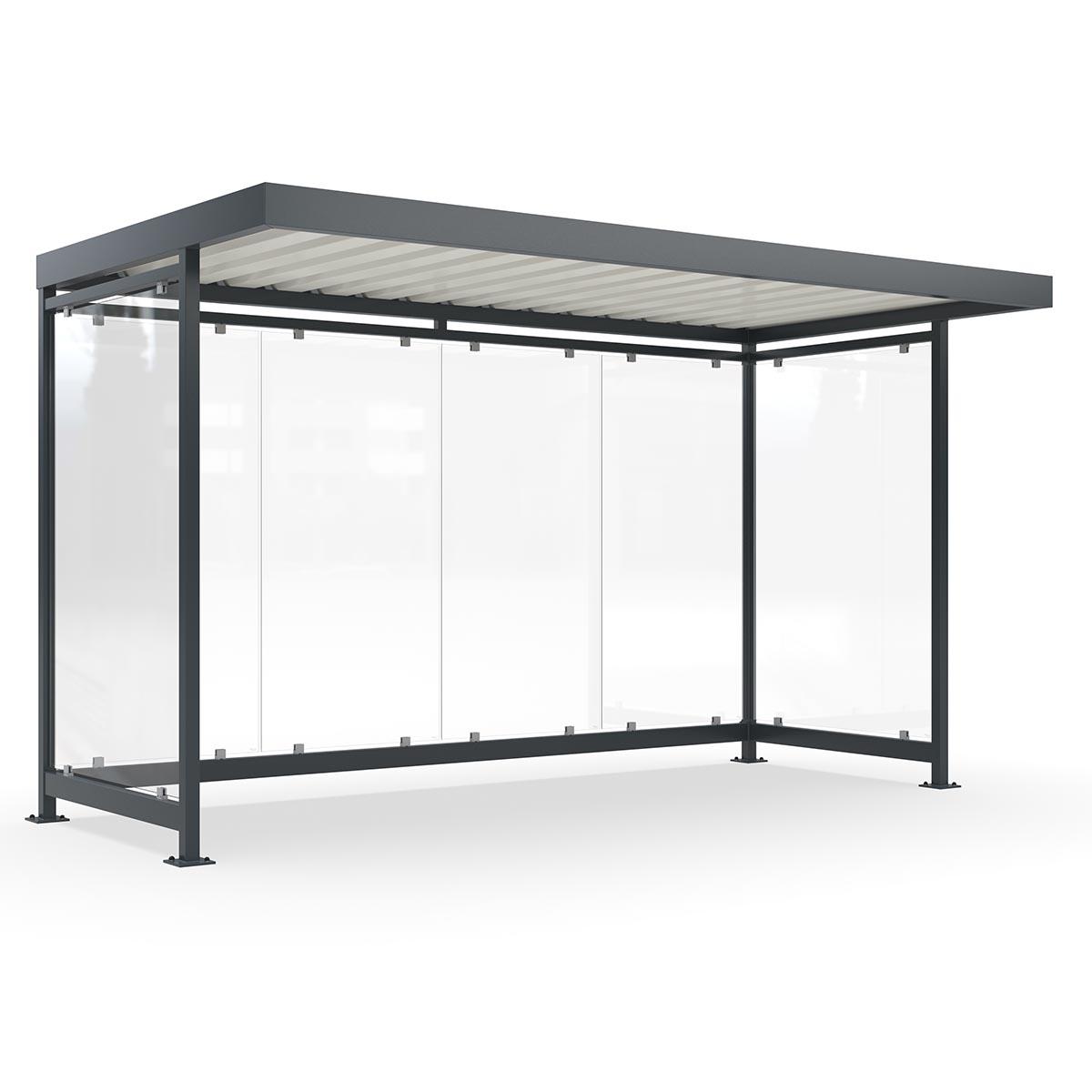 Raucherunterstand und Wartehalle D 710 aus Stahl, fertig montiert Raucherunterstand Produktbild Raucherunterstand und Wartehalle D 710 aus Stahl, fertig montiert