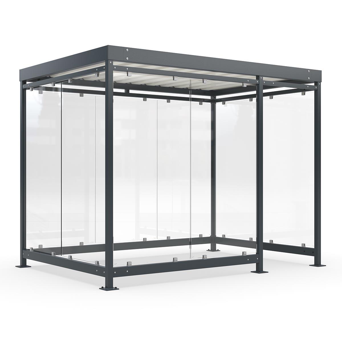 Raucherunterstand und Wartehalle D 710 aus Stahl, Bausatz Raucherunterstand Produktbild Raucherunterstand und Wartehalle D 710 aus Stahl, Bausatz