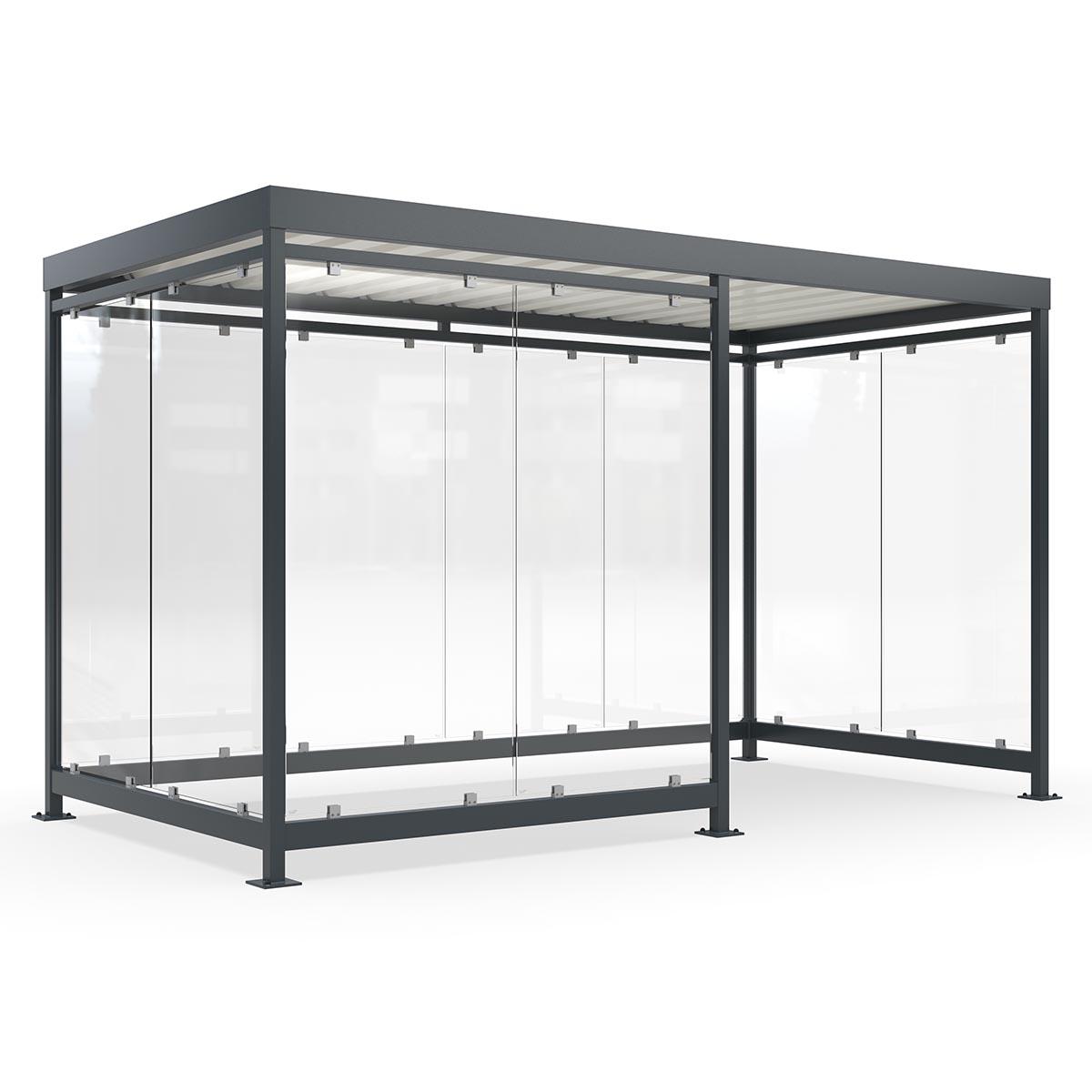Raucherunterstand und Wartehalle D 710 aus Stahl, fertig montiert Raucherunterstand Produktbild Raucherunterstand und Wartehalle D 710 aus Stahl, fertig montiert