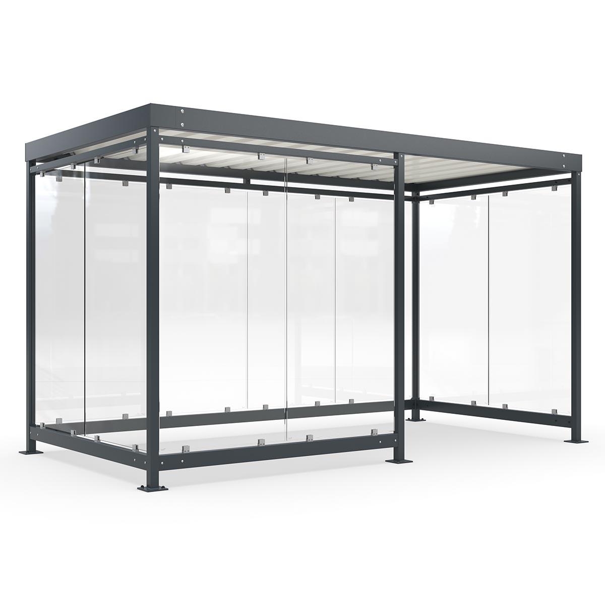 Raucherunterstand und Wartehalle D 710 aus Stahl, Bausatz Raucherunterstand Produktbild Raucherunterstand und Wartehalle D 710 aus Stahl, Bausatz