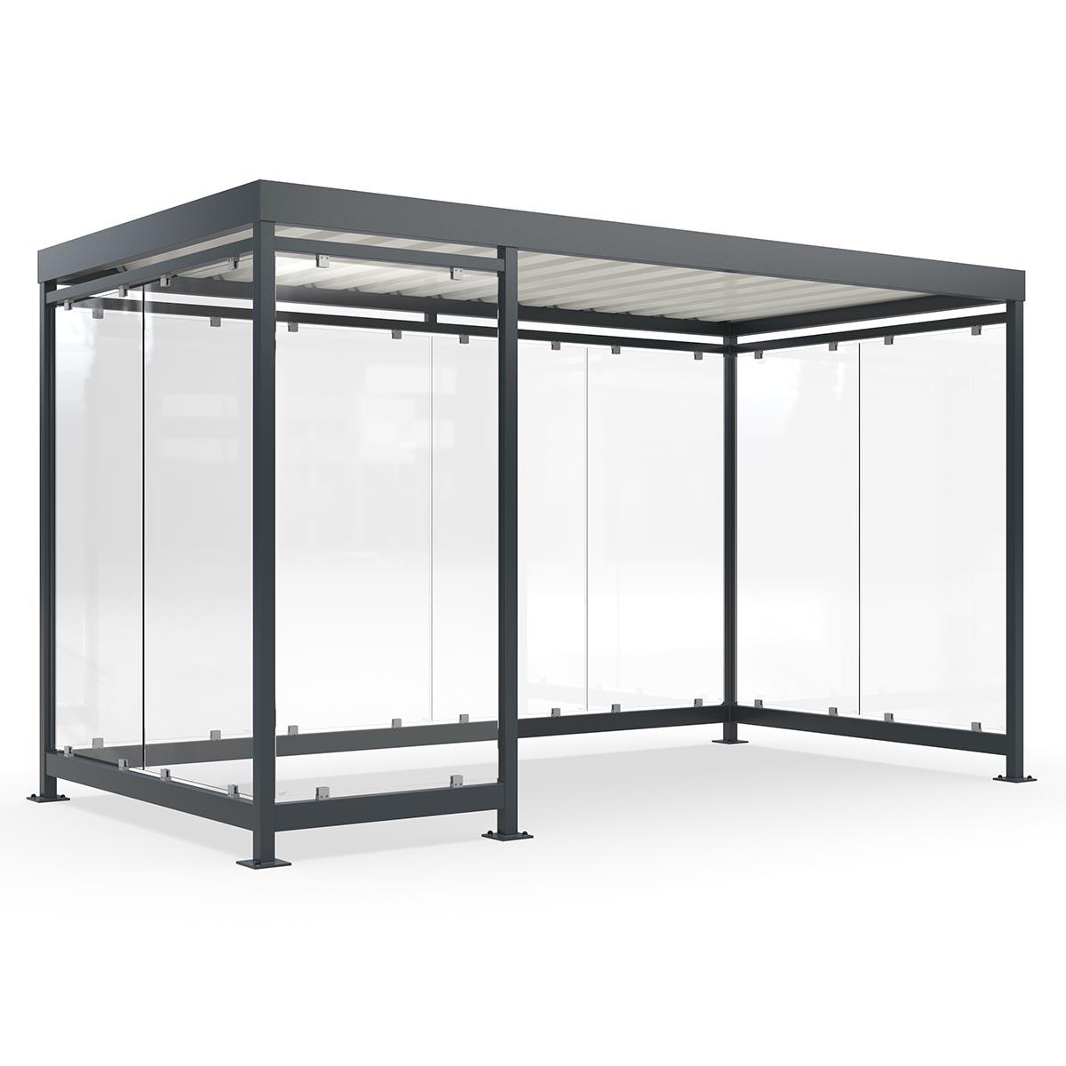 Raucherunterstand und Wartehalle D 710 aus Stahl, fertig montiert Raucherunterstand Produktbild Raucherunterstand und Wartehalle D 710 aus Stahl, fertig montiert