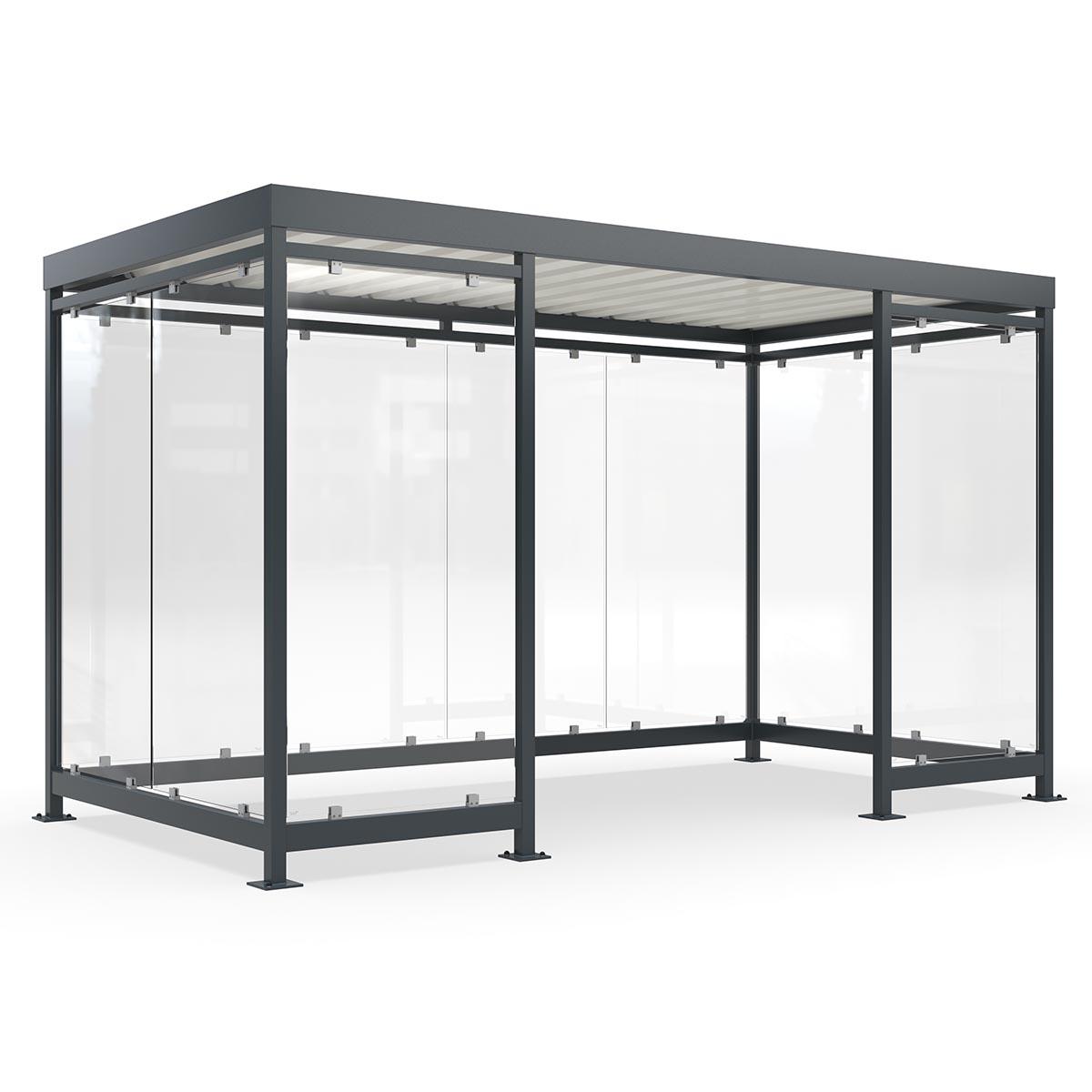 Raucherunterstand und Wartehalle D 710 aus Stahl, fertig montiert Raucherunterstand Produktbild Raucherunterstand und Wartehalle D 710 aus Stahl, fertig montiert