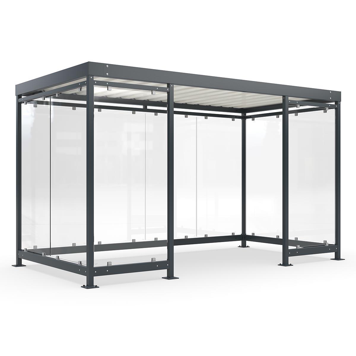 Raucherunterstand und Wartehalle D 710 aus Stahl, Bausatz Raucherunterstand Produktbild Raucherunterstand und Wartehalle D 710 aus Stahl, Bausatz