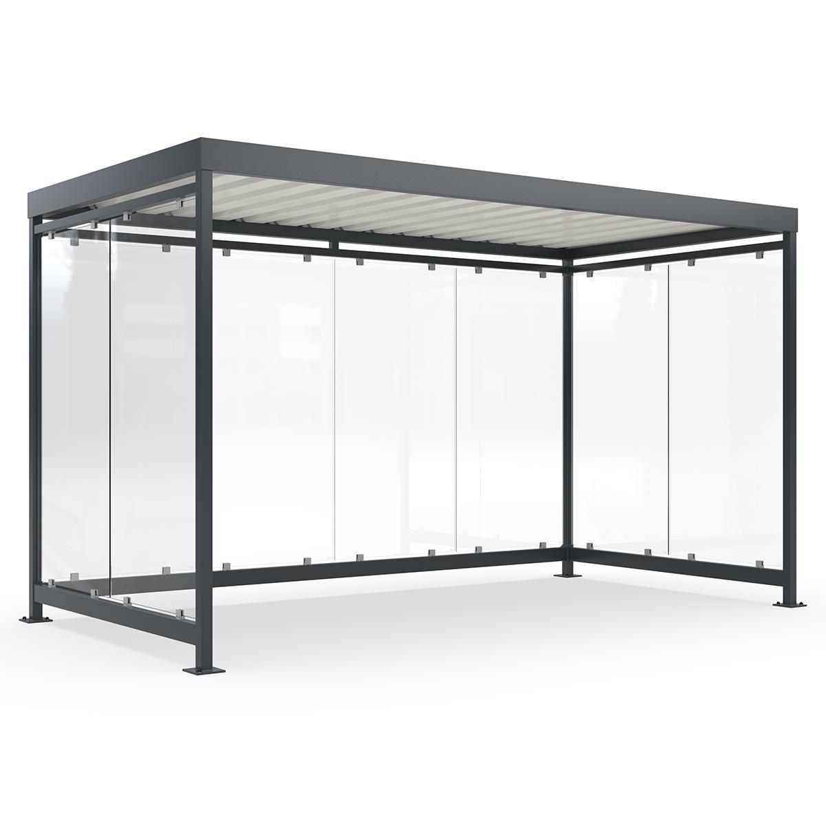 Raucherunterstand und Wartehalle D 710 aus Stahl, fertig montiert Raucherunterstand Produktbild Raucherunterstand und Wartehalle D 710 aus Stahl, fertig montiert