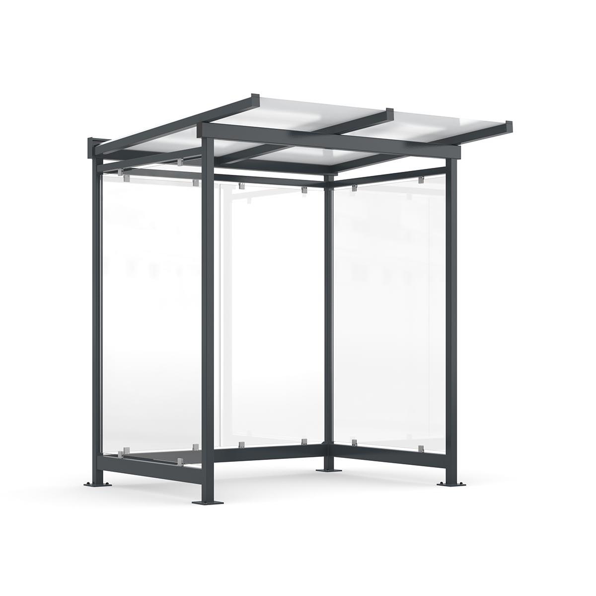 Raucherunterstand und Wartehalle D 730 aus Stahl, mit Pultdach aus Glas, fertig montiert Raucherunterstand Produktbild Raucherunterstand und Wartehalle D 730 aus Stahl, fertig montiert