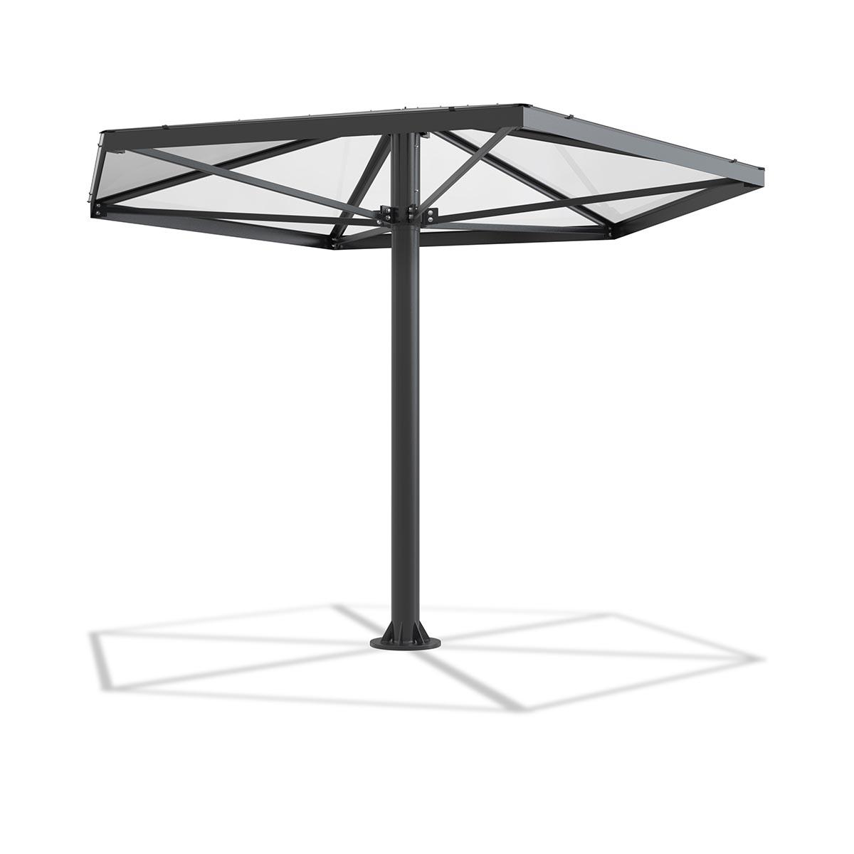 Raucherunterstand und Wartehalle D 770 aus Stahl mit Pyramidendach, Bausatz Raucherunterstand Produktbild Raucherunterstand und Wartehalle D 770 aus Stahl mit Pyramidendach, Bausatz