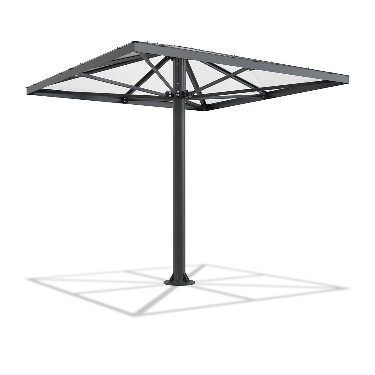 Raucherunterstand und Wartehalle D 770 aus Stahl mit Pyramidendach, Bausatz Raucherunterstand Produktbild Raucherunterstand und Wartehalle D 770 aus Stahl mit Pyramidendach, Bausatz