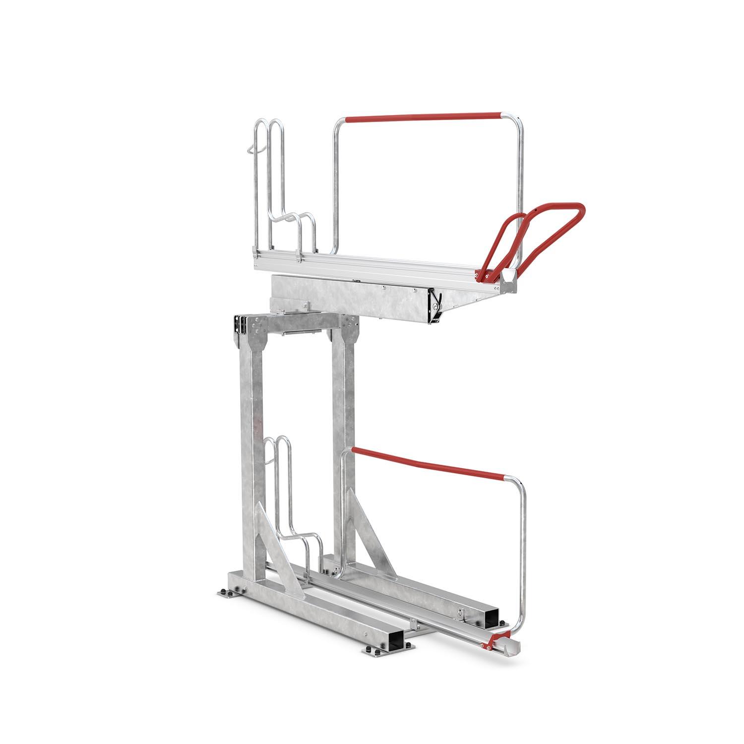 Doppelstockparker für Fahrräder bis 55 mm Reifenbreite, einseitig Doppelstockparker Produktbild Doppelstockparker für Fahrräder bis 55 mm Reifenbreite, einseitig